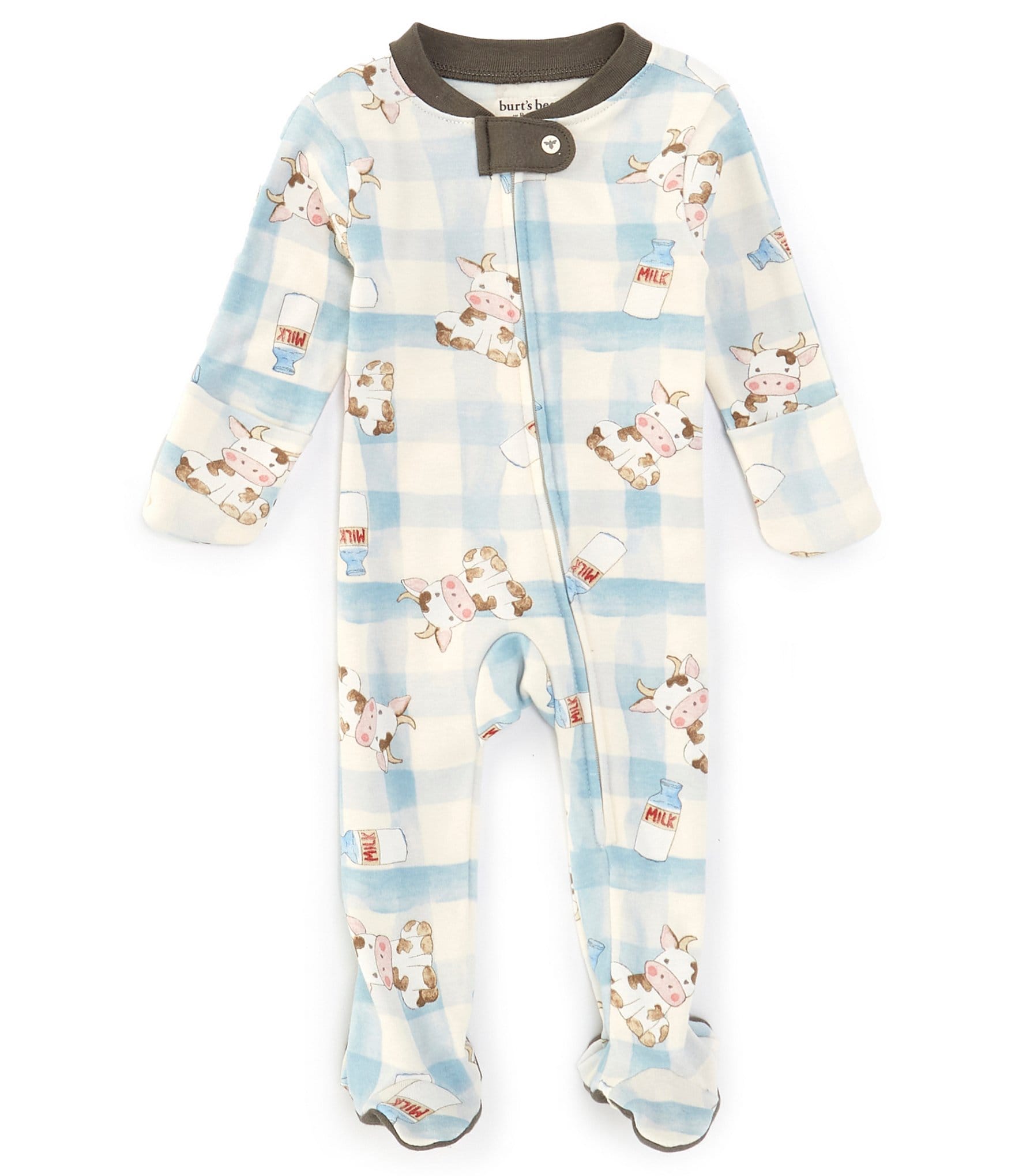 Burt's Bees Baby Newborn-6 Months Long Sleeve Moo Milk Please Footed Coverall