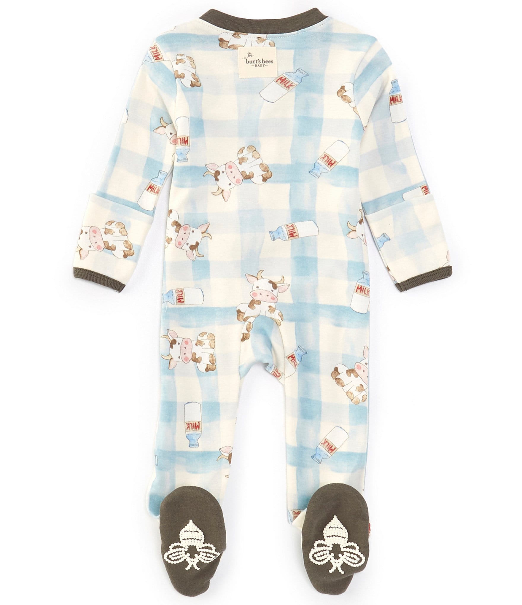 Burt's Bees Baby Newborn-6 Months Long Sleeve Moo Milk Please Footed Coverall