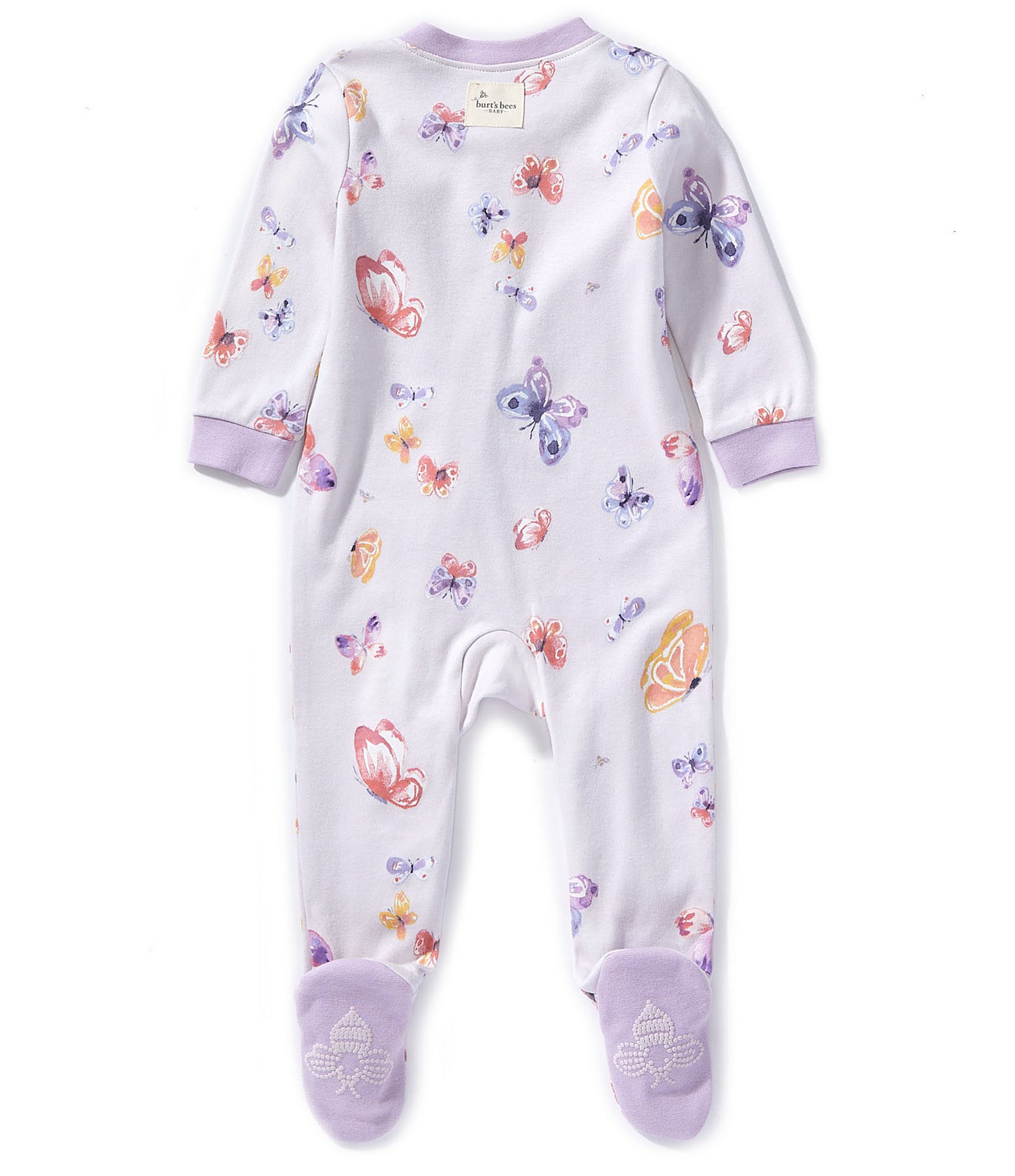 Burt's Bees Baby Girls Organic Cotton Long Sleeve Butterfly Motif Footed Coverall