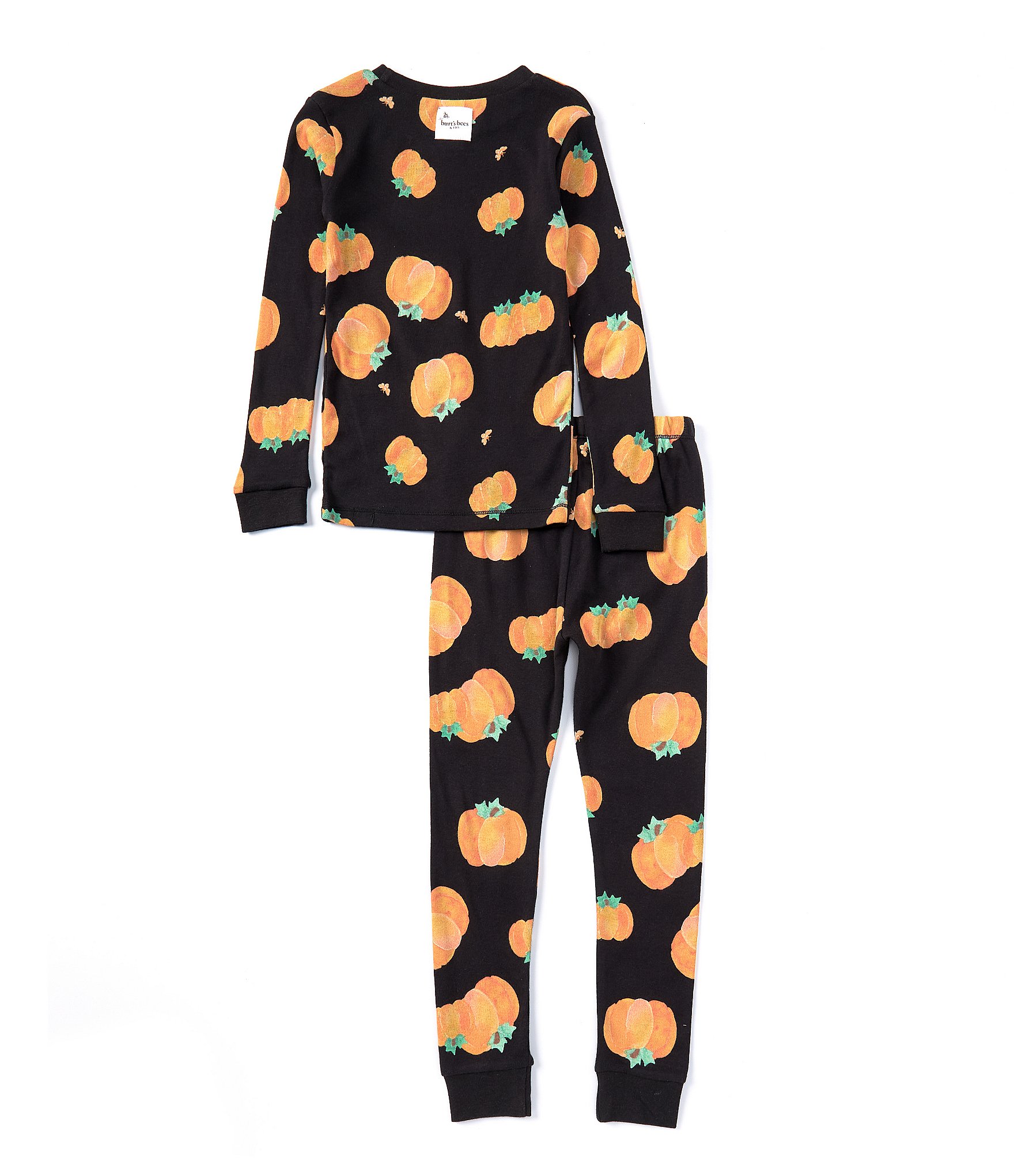 Burt's Bees Little Boys 2T-5T Long Sleeve Halloween Pumpkin Printed Pajama T-Shirt & Pajama Pant Set