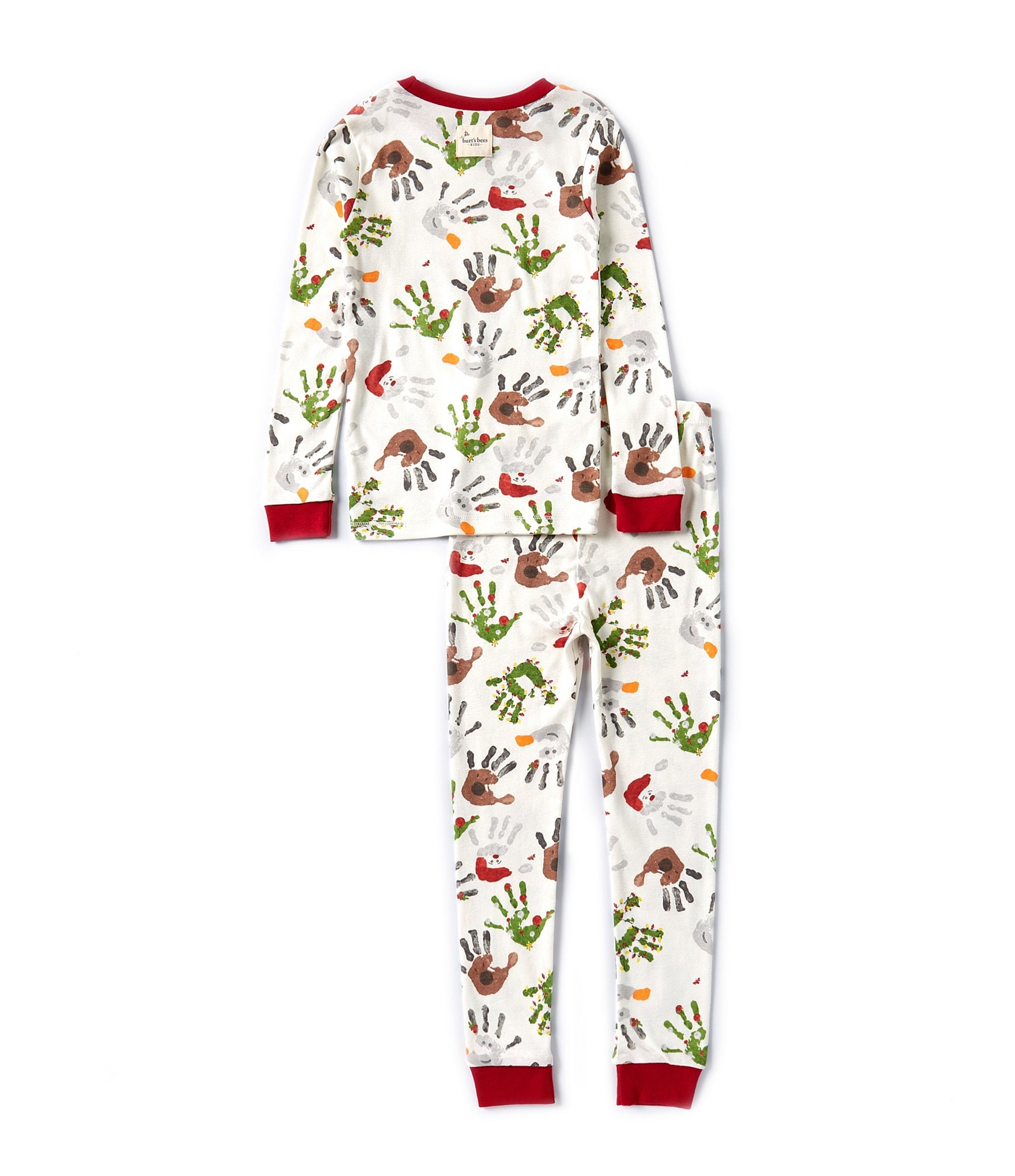 Burt's Bees Little Boys 2T-5T Long-Sleeve Holiday Hands Pajama T-Shirt & Matching Pajama Pant Set