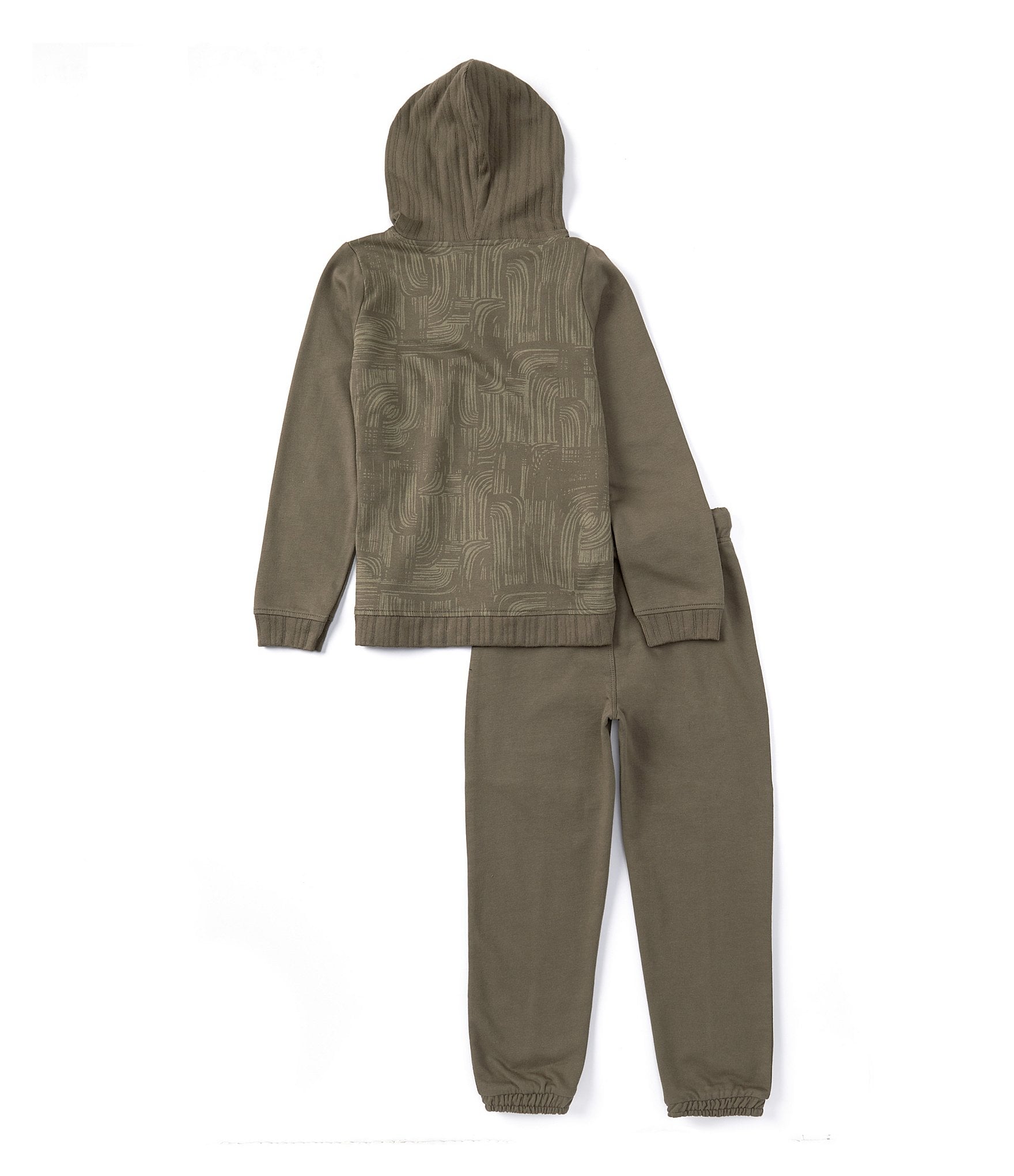 Burt's Bees Little Boys 2T-5T Long Sleeve Solid/Abstract-Printed Hoodie & Solid Jogger Pant Set