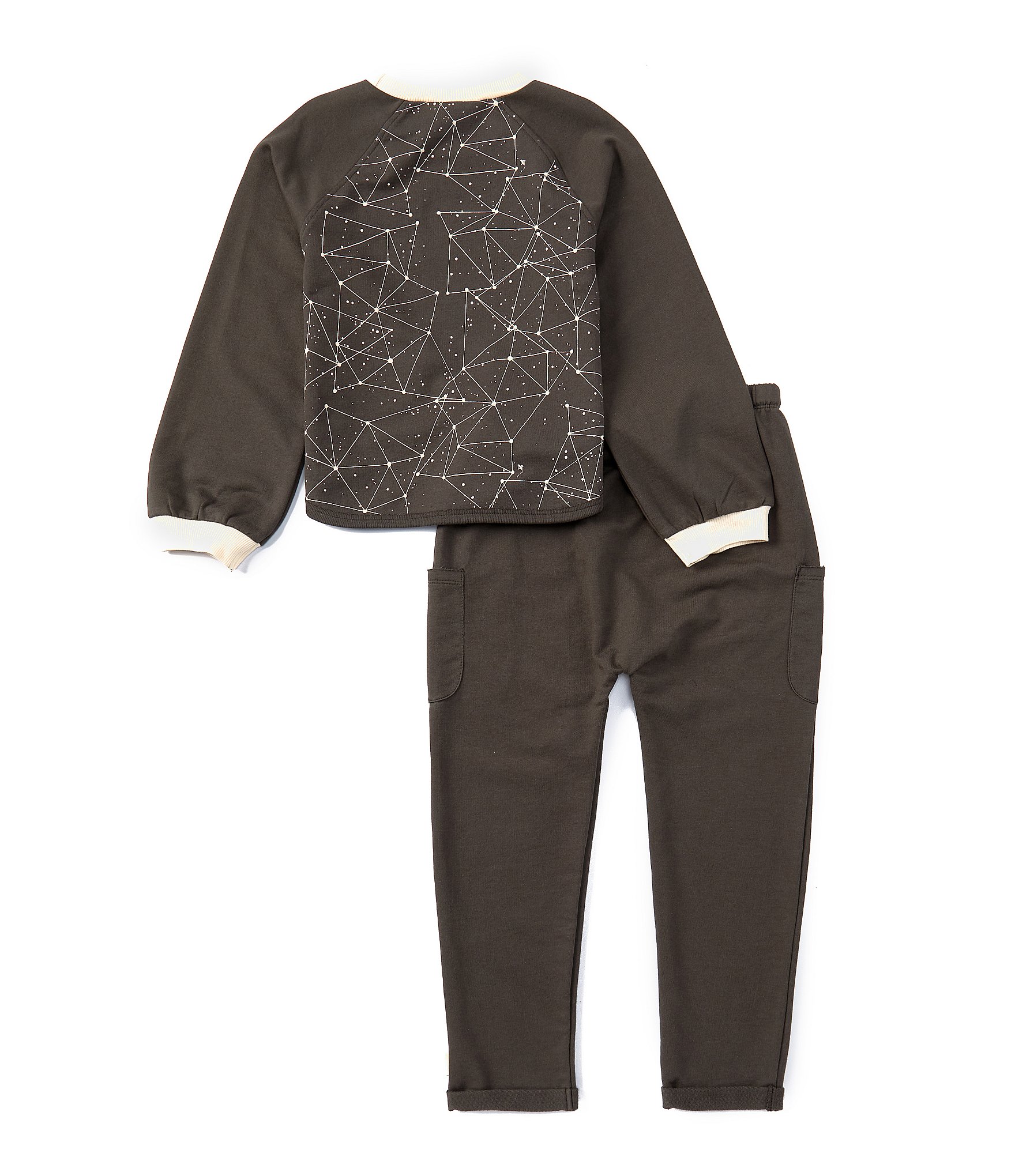 Burt's Bees Little Boys 2T-5T Long-Sleeve Solid/Constellation-Printed Sweatshirt & Solid Jogger Pant Set