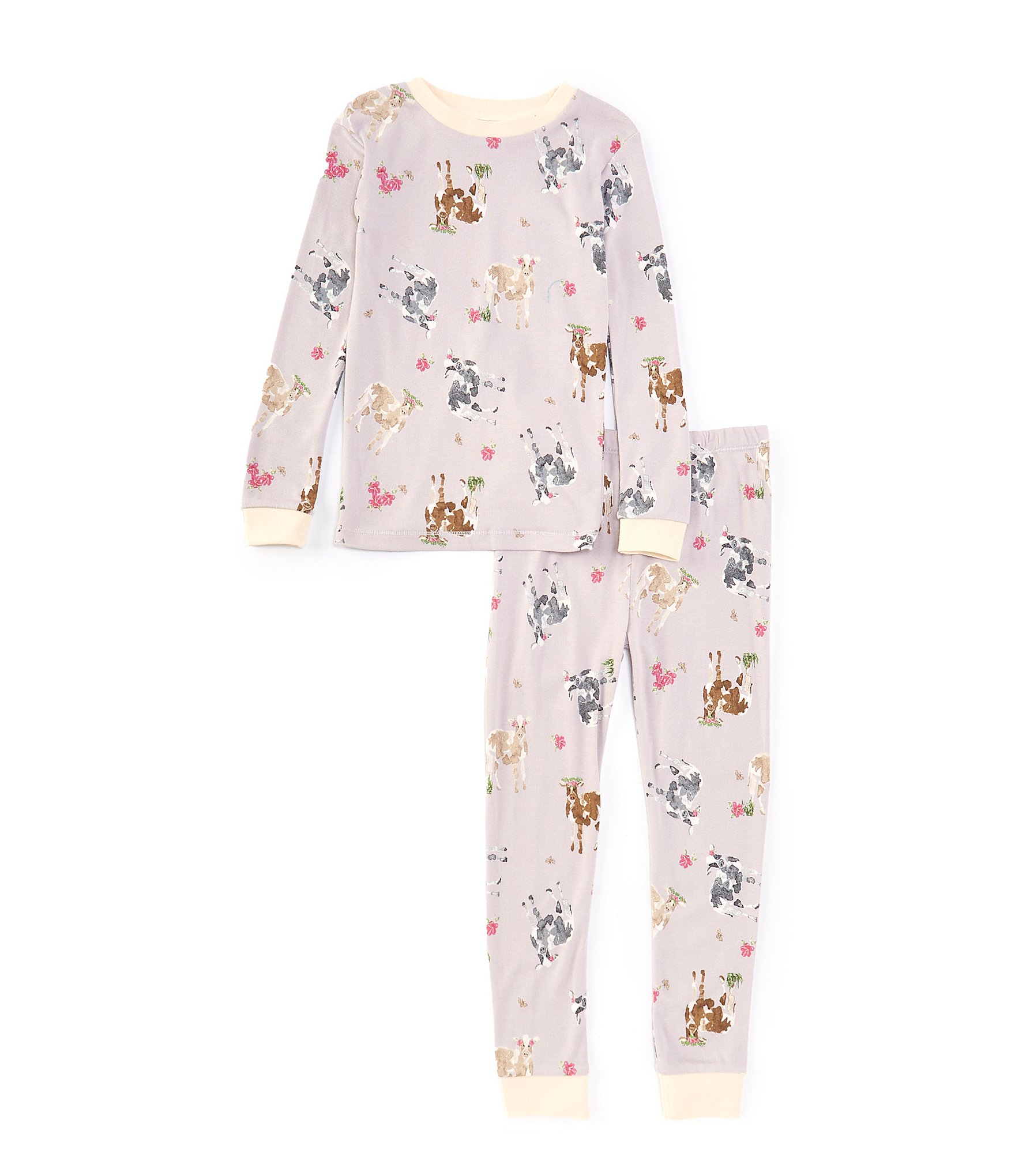 Burt's Bees Little Girls 2T-5T Long Sleeve Cow Print Pajama T-Shirt ...