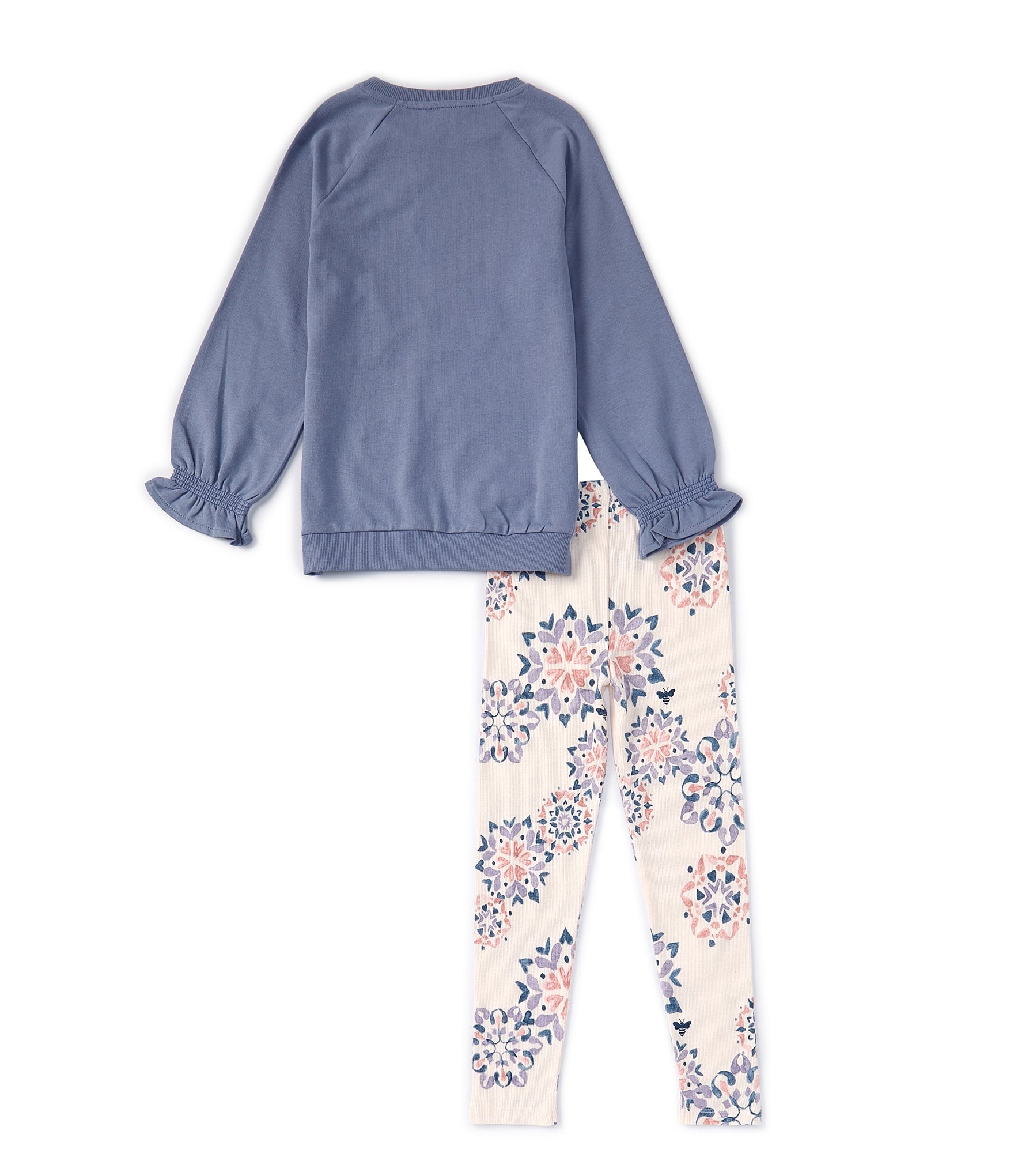 Burt's Bee's Little Girls 2T-5T Long Sleeve Solid Top & Snowflake-Printed Leggings Set