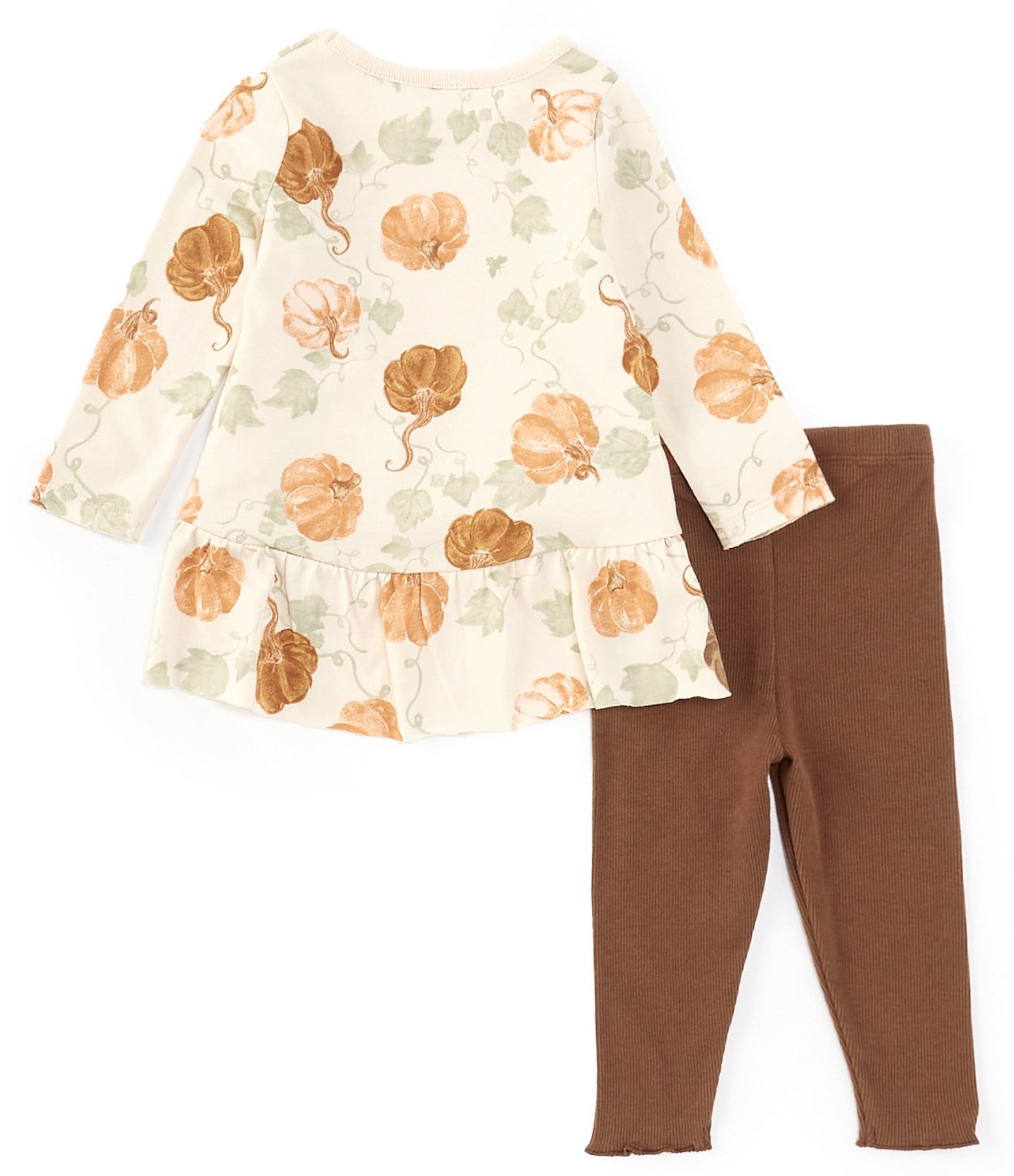 Burt's Bees Little Girls 2T-5T Long Sleeve Thanksgiving Pumpkin Tunic Top & Solid Leggings Set