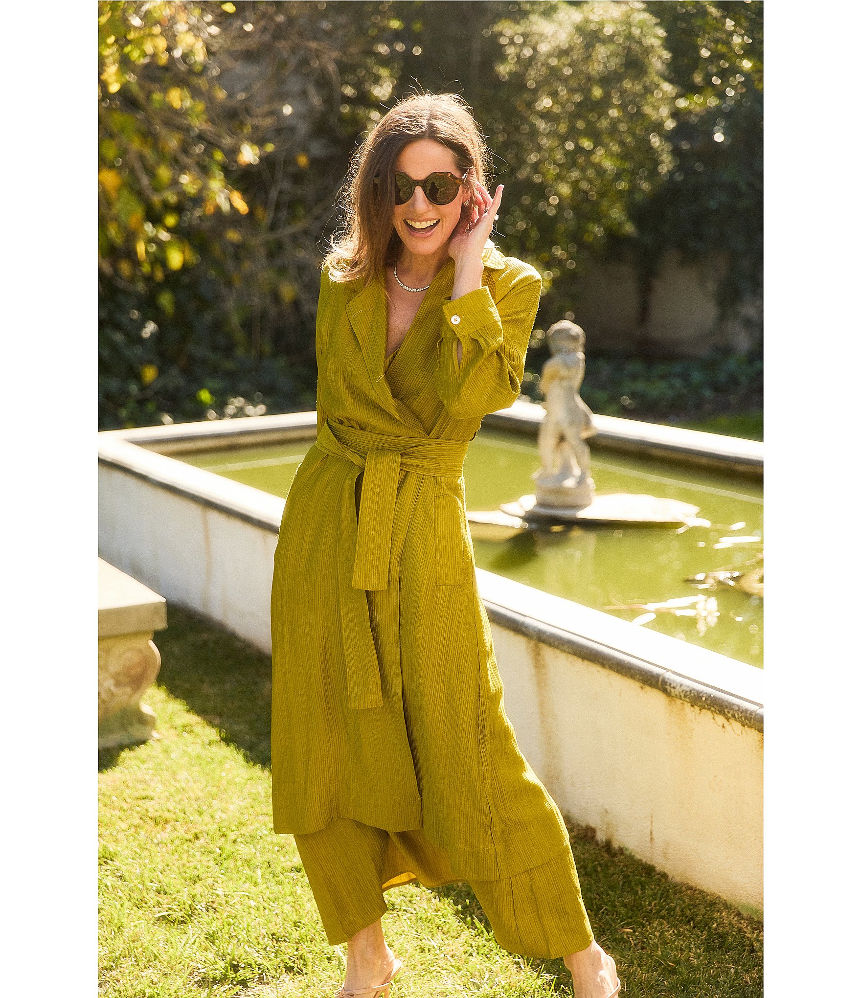 Buru Belted Wrap Collared Trench Coat