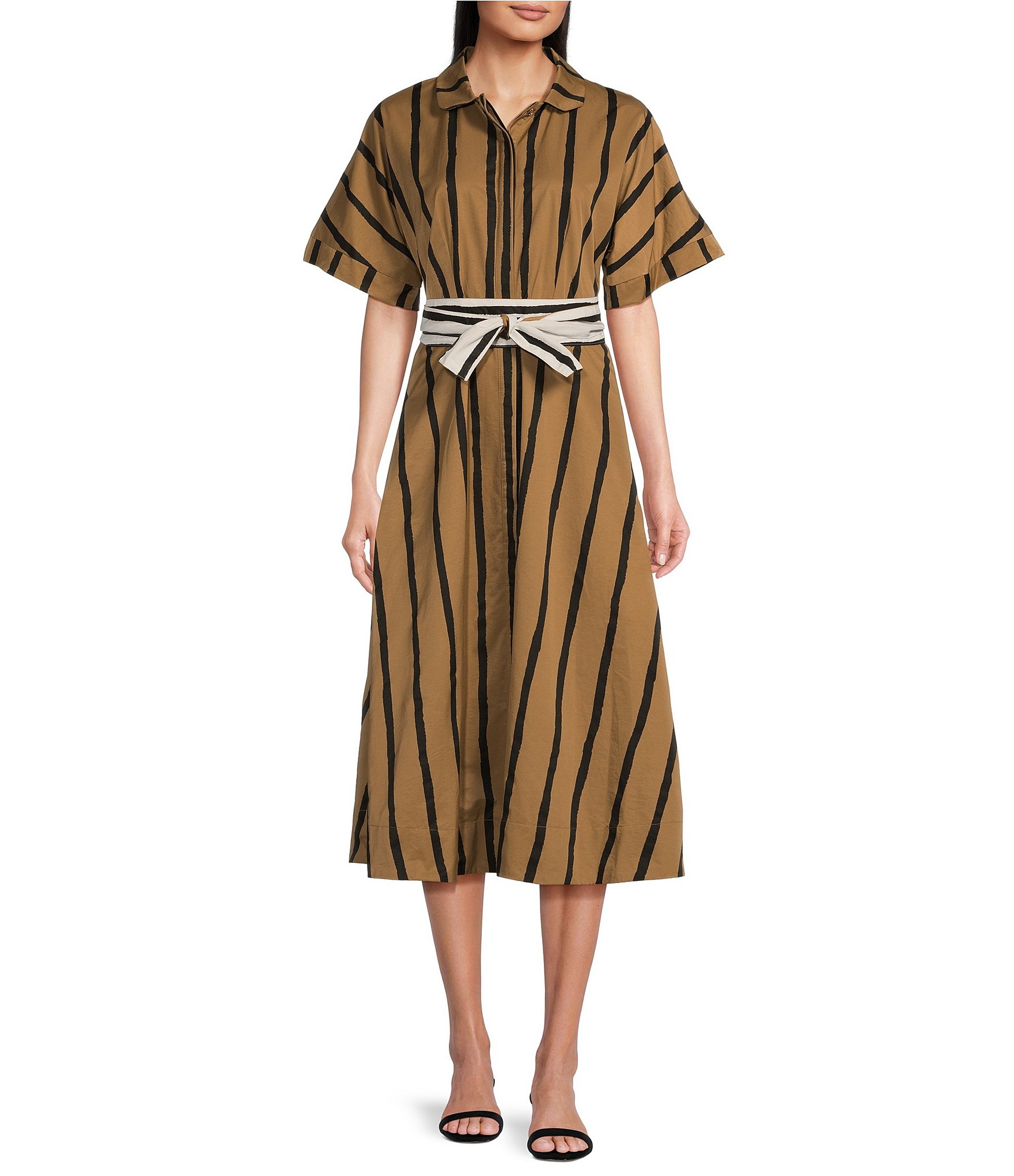 Buru Donna A-Line Striped Day Midi Dress