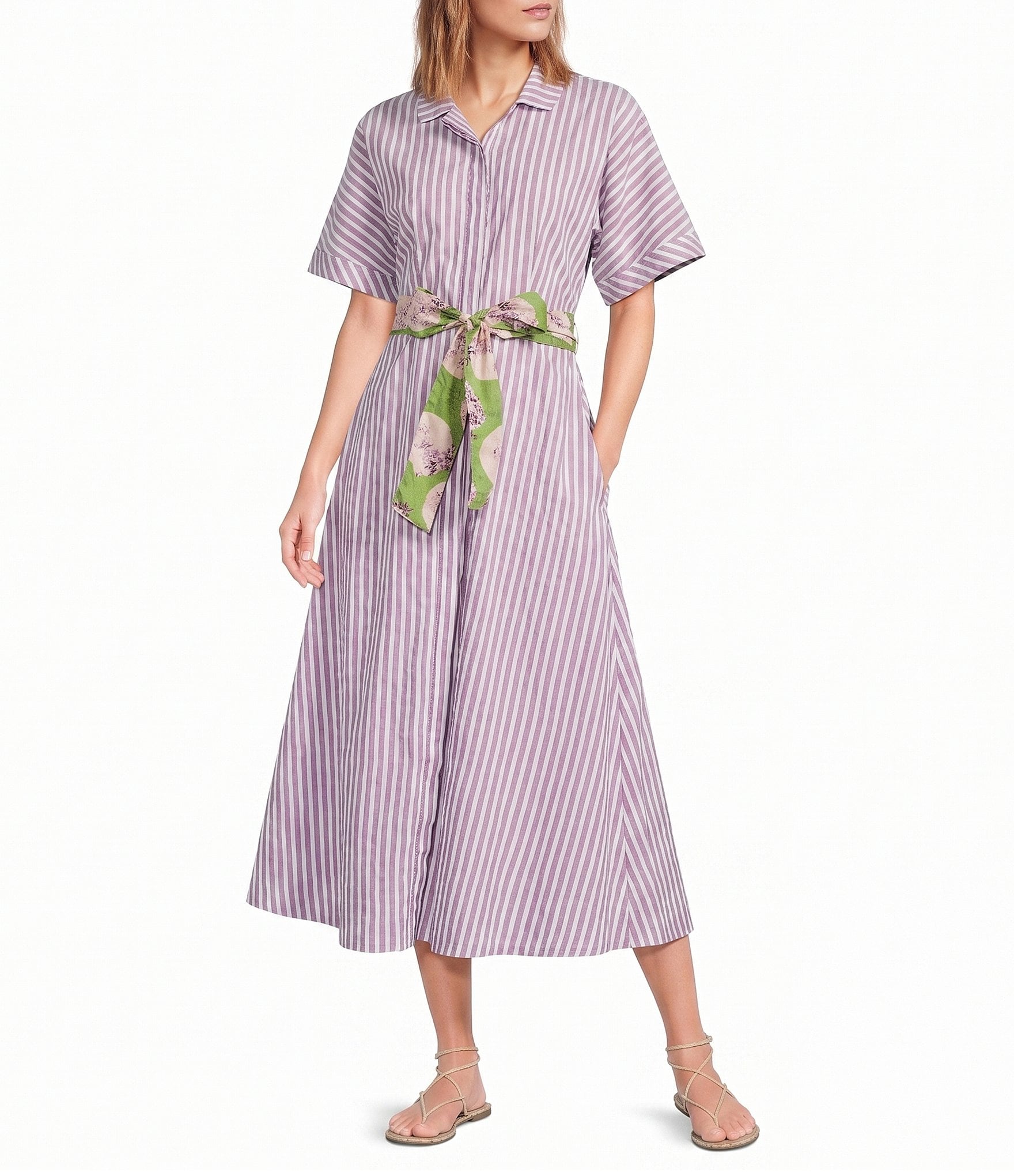 Buru Donna A-Line Striped Day Midi Dress