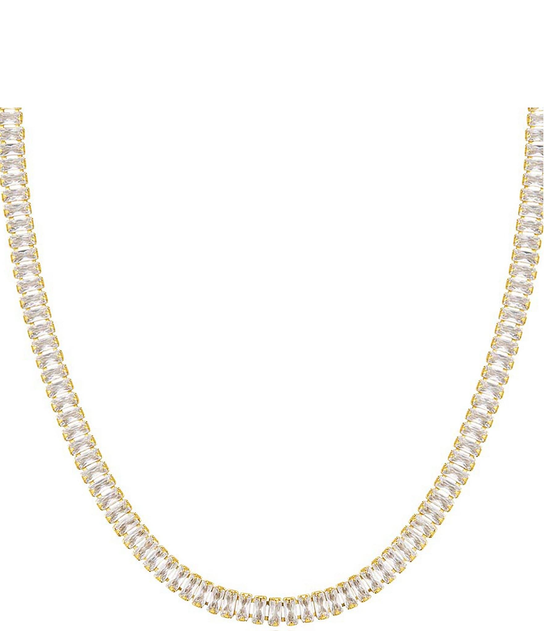 By Adina Eden CZ Crystal Baguette Tennis Choker Necklace