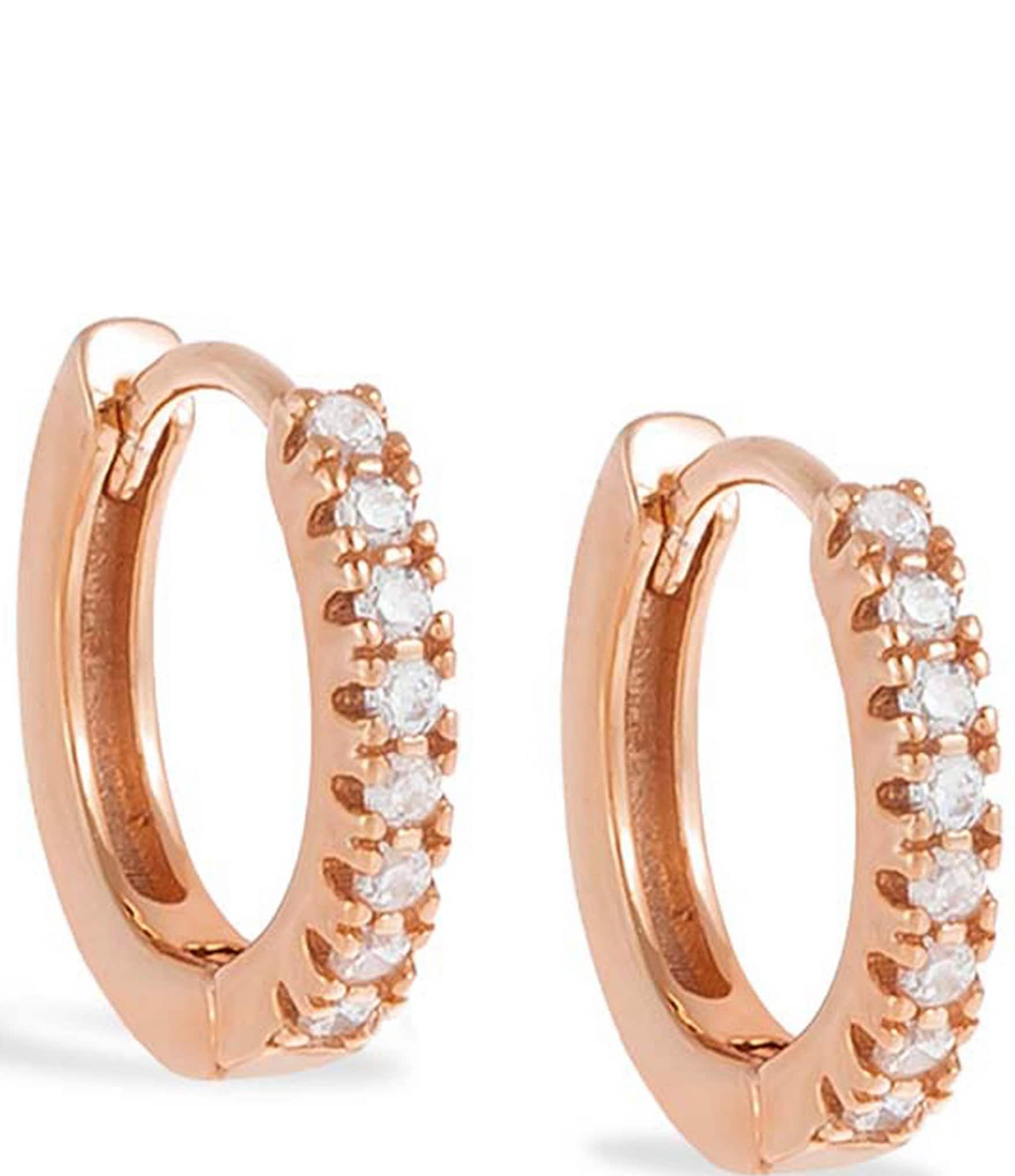 By Adina Eden CZ Crystal Mini Huggie Hoop Earrings