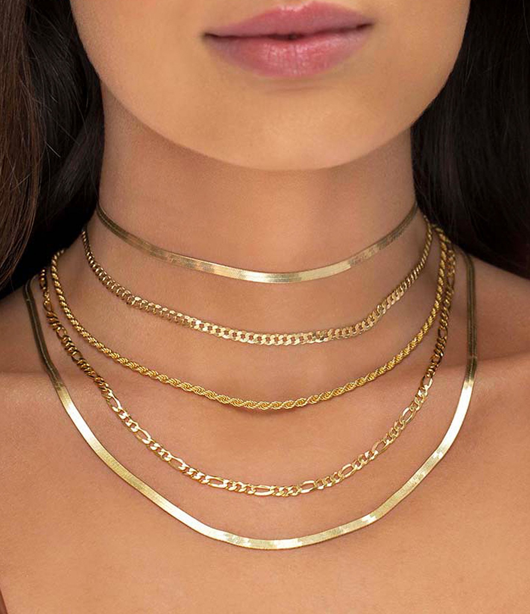 By Adina Eden Herringbone Choker Necklace