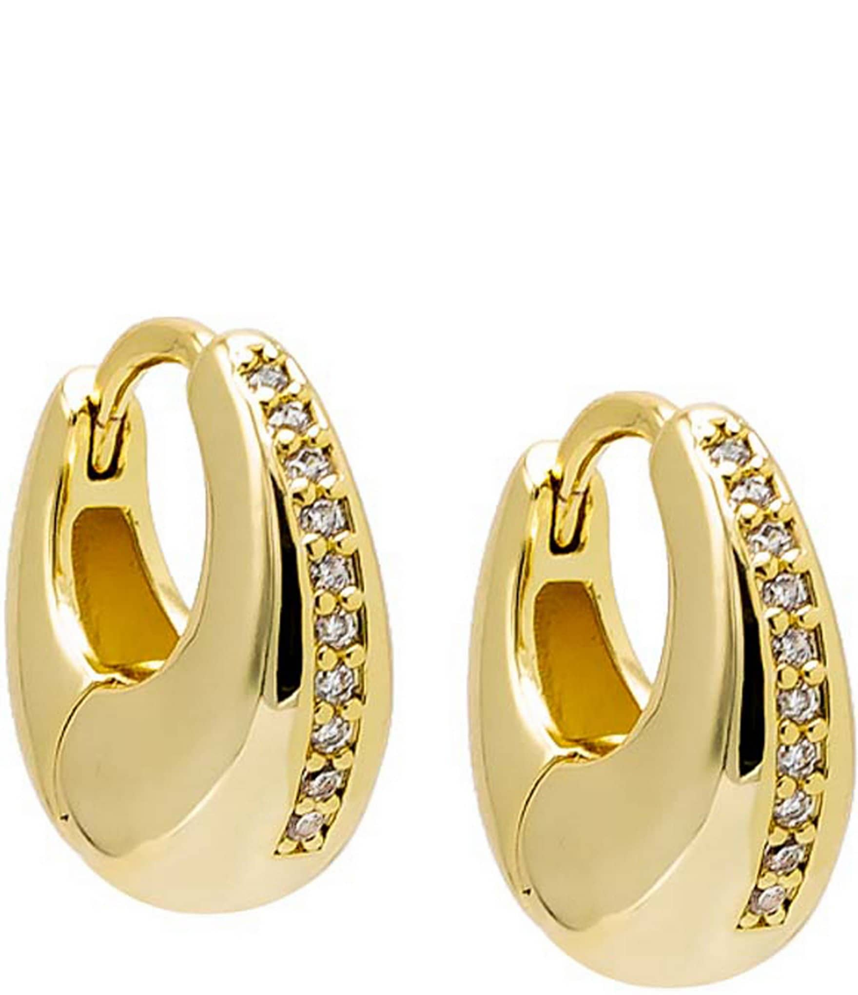 By Adina Eden Pave Lined Graduated Crystal Huggie Hoop Earrings