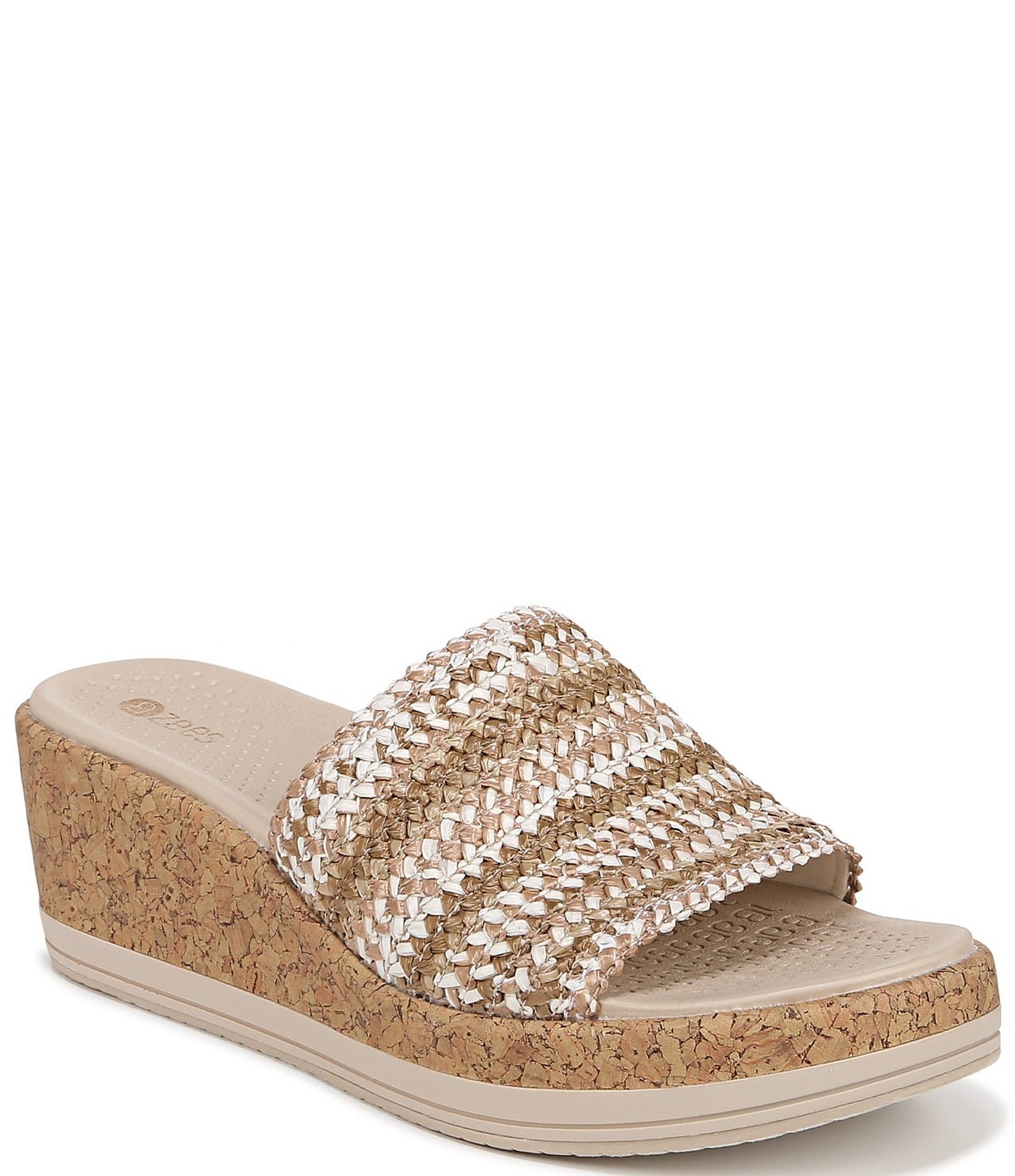 Bzees Runaway Stretch Raffia Washable Cork Wedge Sandals | Dillard's