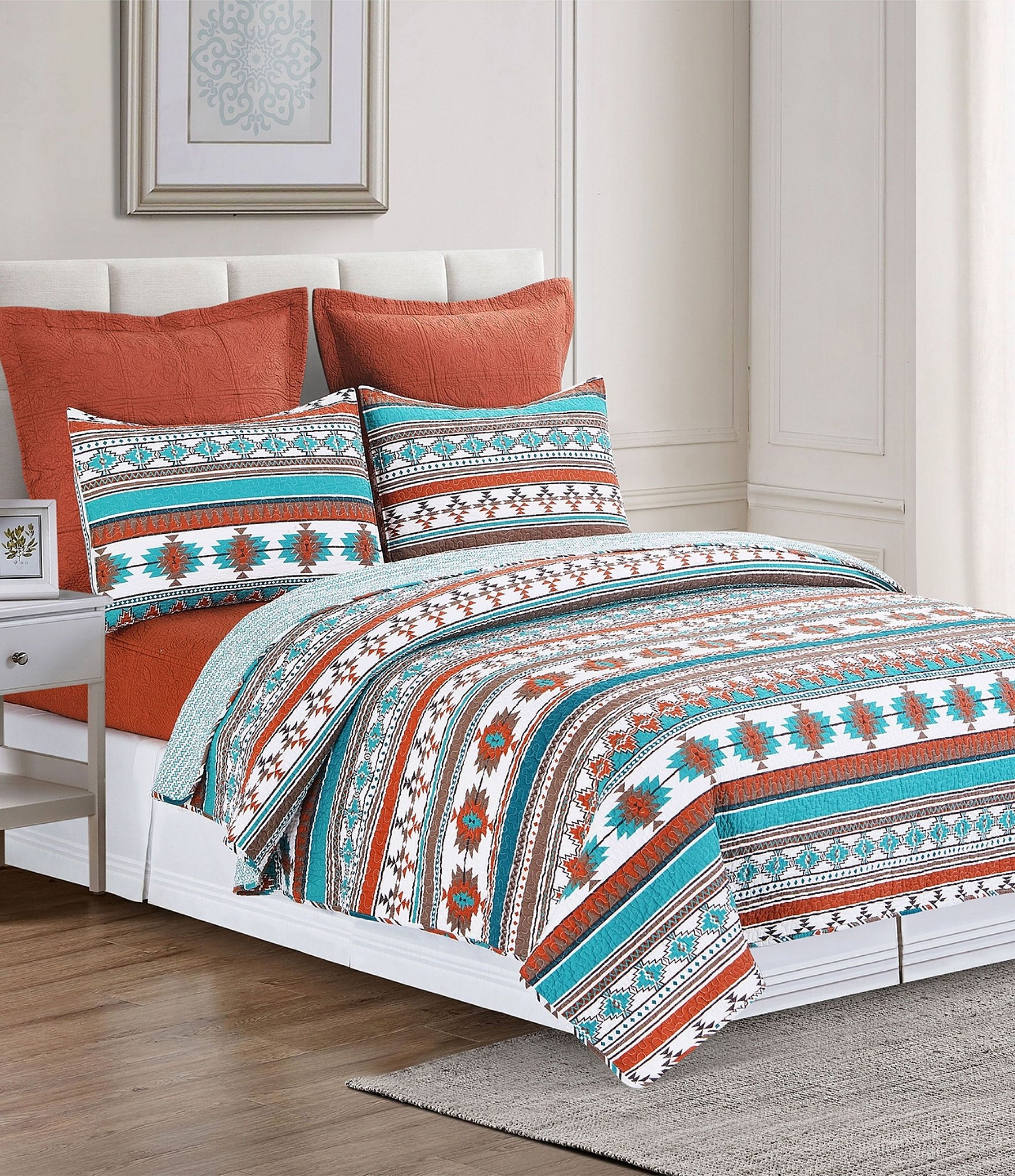 C&F Home Aqua Valley Southwestern Geometric Print Reversible Quilt Mini Set