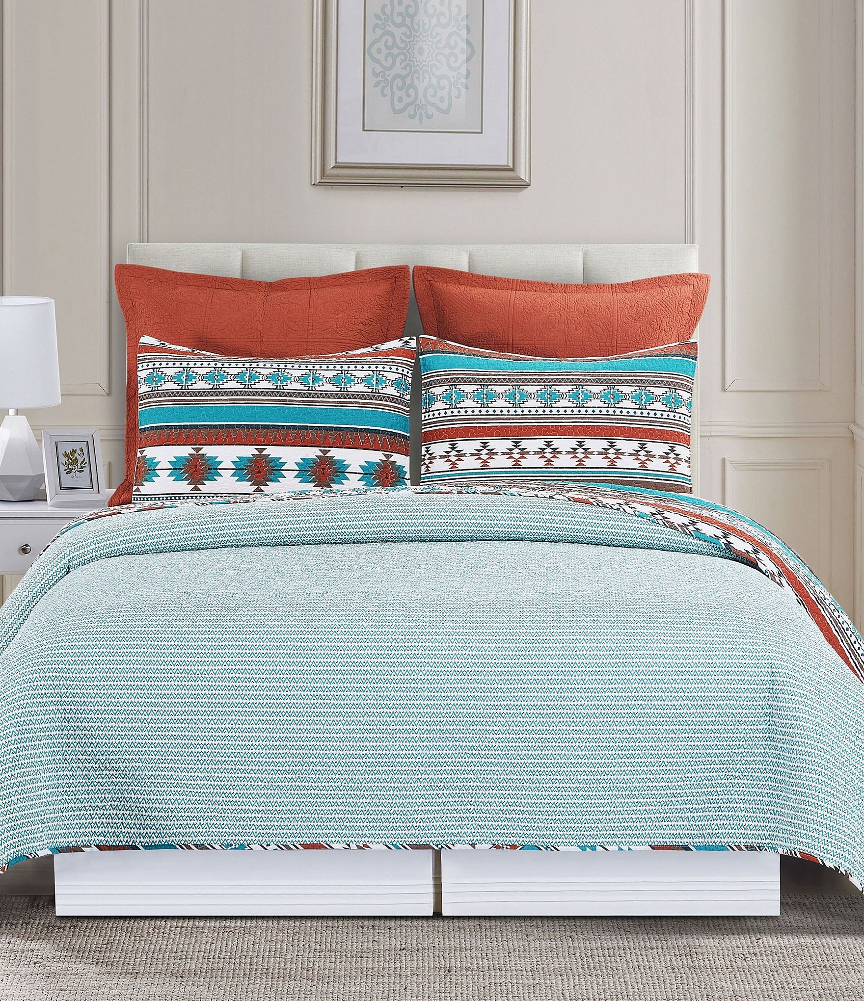 C&F Home Aqua Valley Southwestern Geometric Print Reversible Quilt Mini Set