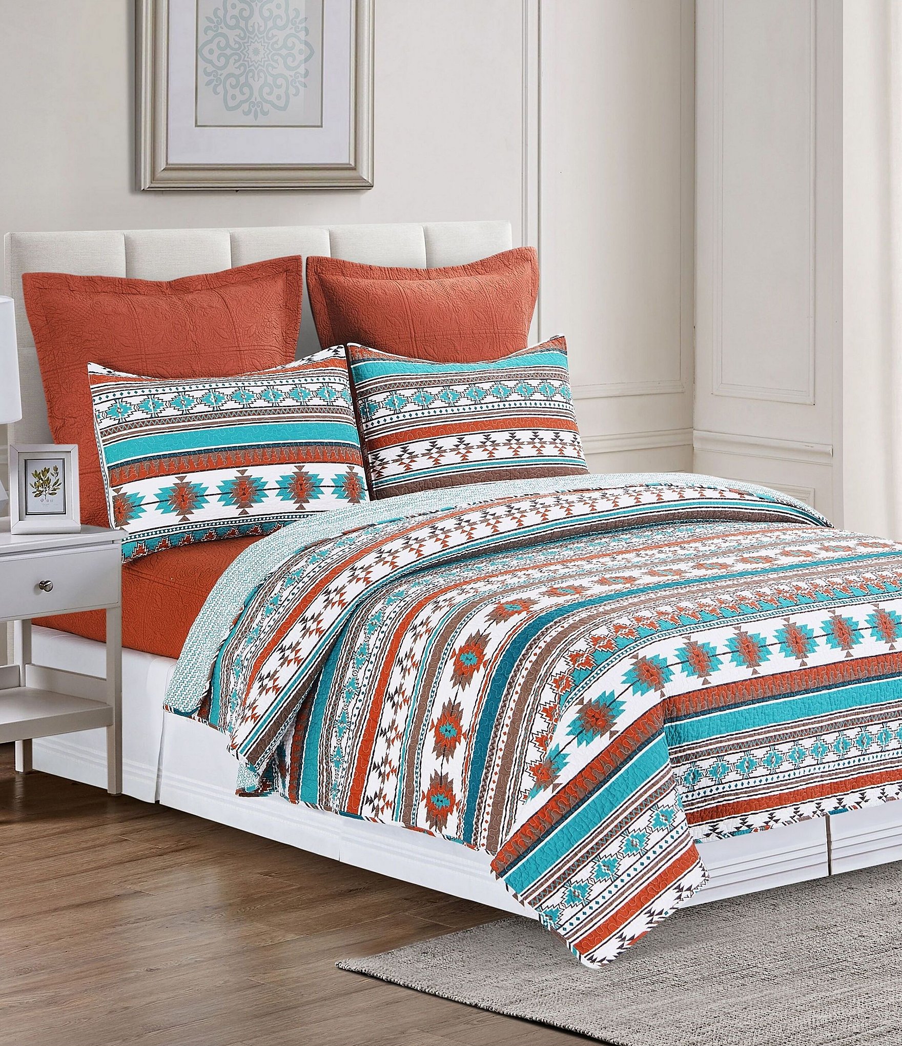 C&F Home Aqua Valley Southwestern Geometric Print Reversible Quilt Mini Set