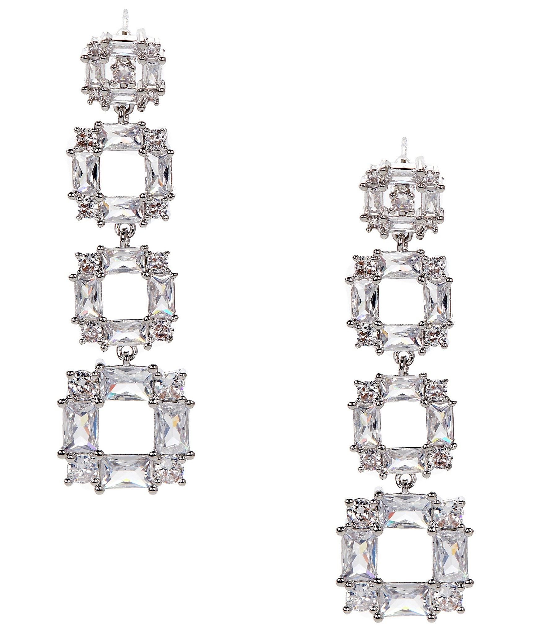 C by Cezanne CZ Square Linear Earrings