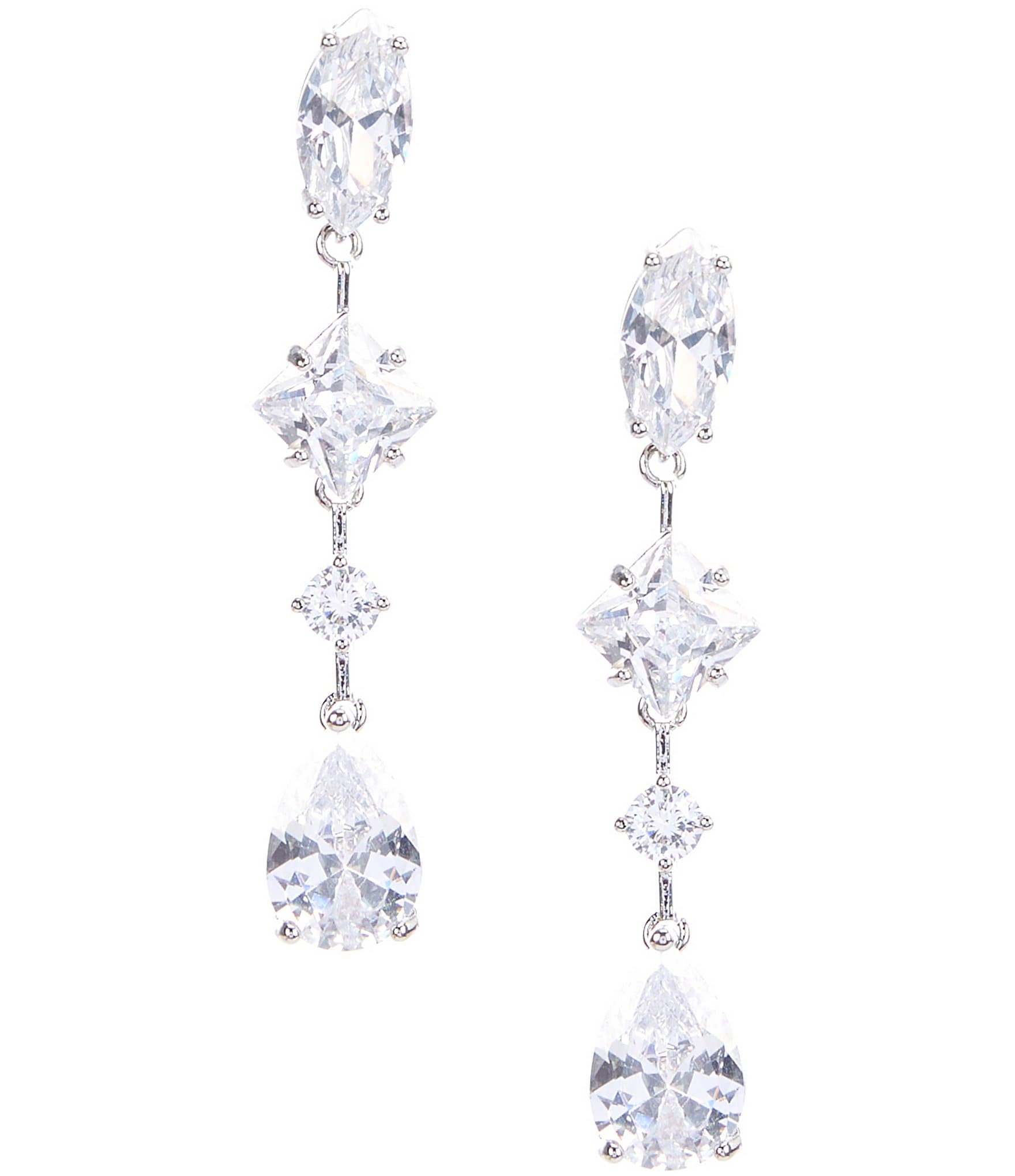 C by Cezanne Linear Crystal Earrings