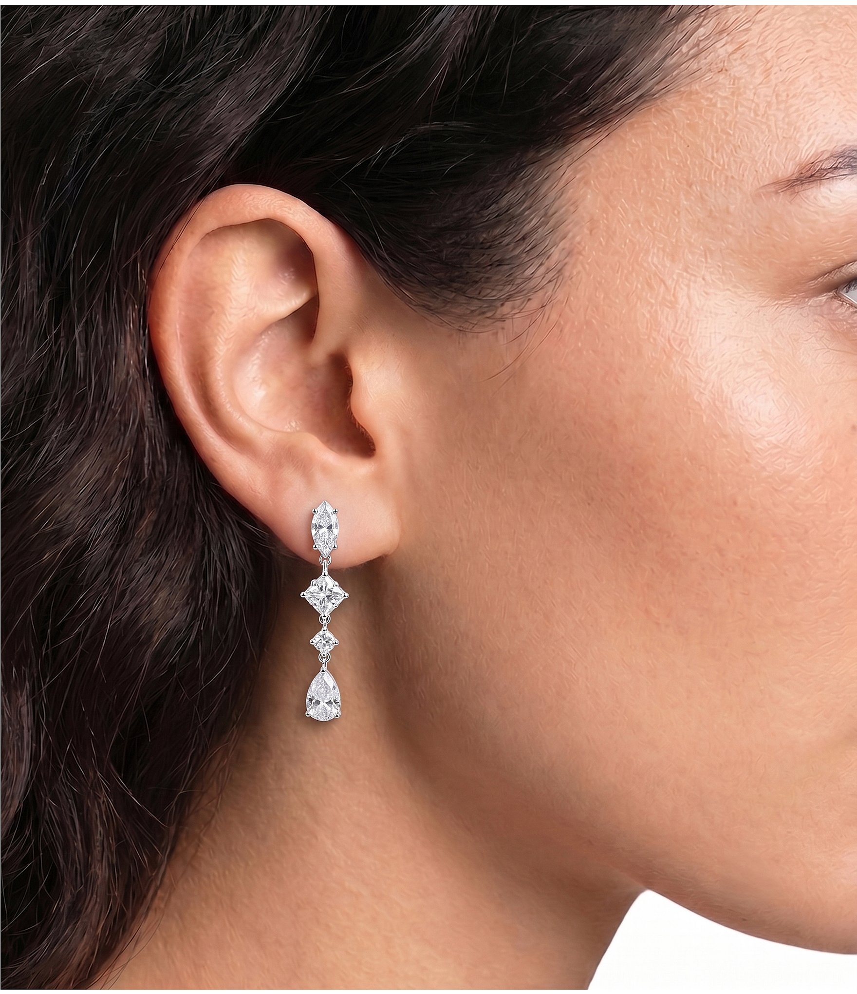 C by Cezanne Linear Crystal Earrings
