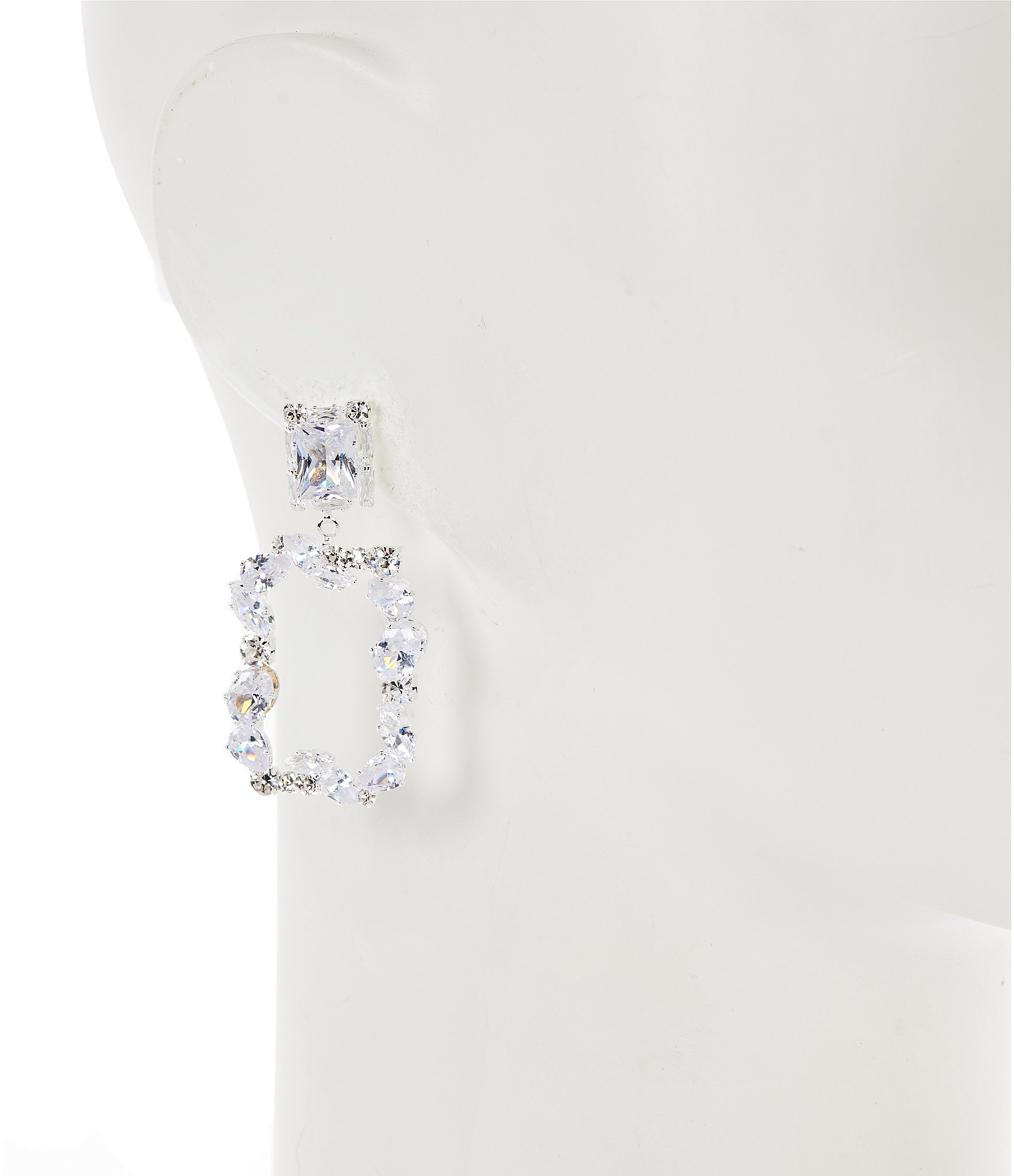 C by Cezanne Mix Stone Square Orbital Earrings