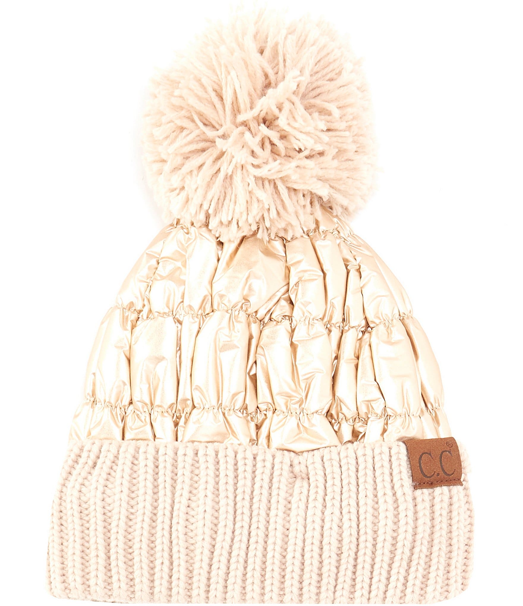 POM POM PUFF CC KNIT BEANIE — CALL ME CALIFORNIA