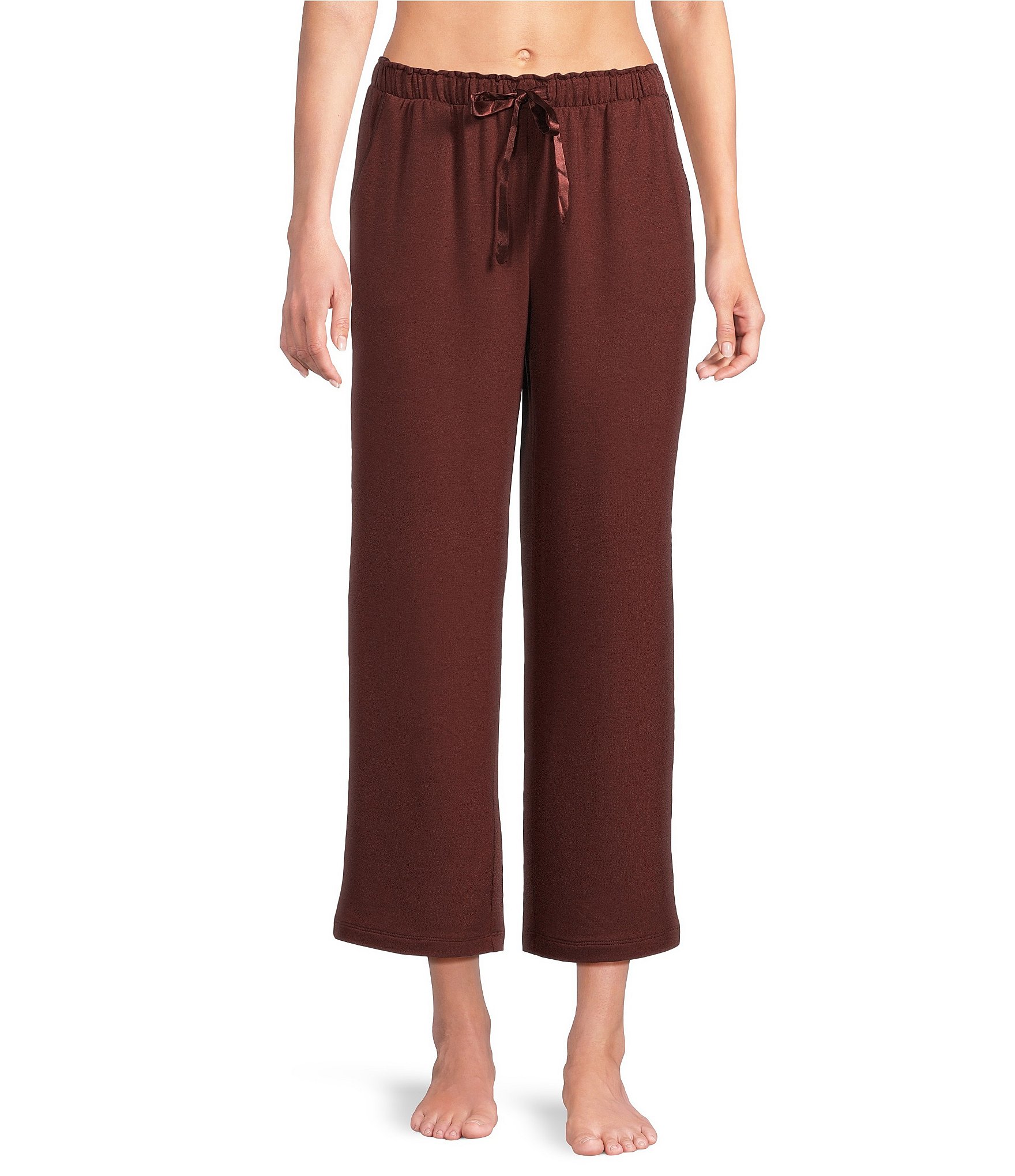 Cabernet Solid French Terry Wide Leg Coordinating Sleep Pants
