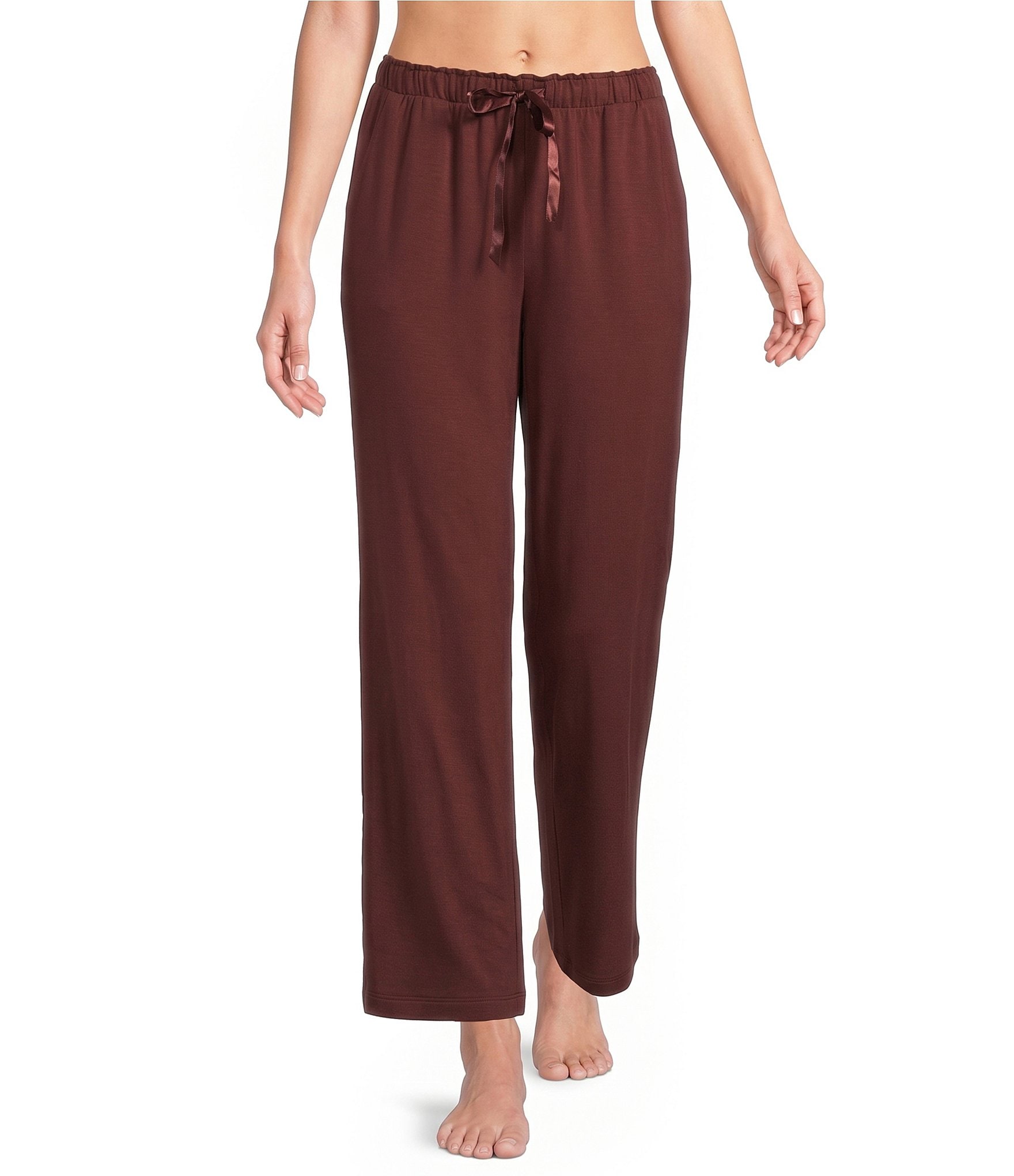 Cabernet Solid French Terry Wide Leg Coordinating Sleep Pants