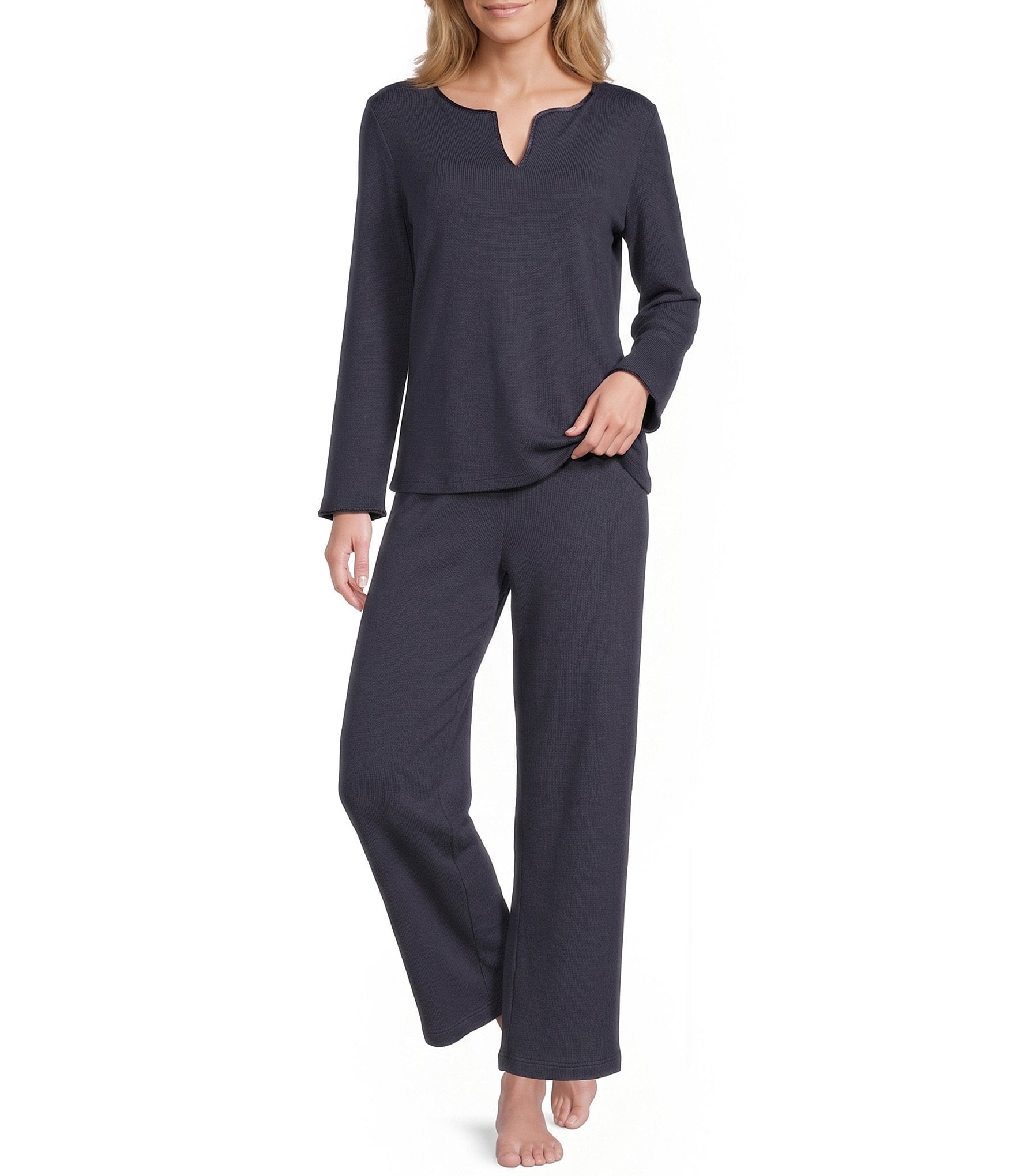Cabernet Solid French Terry Wide Leg Coordinating Sleep Pants