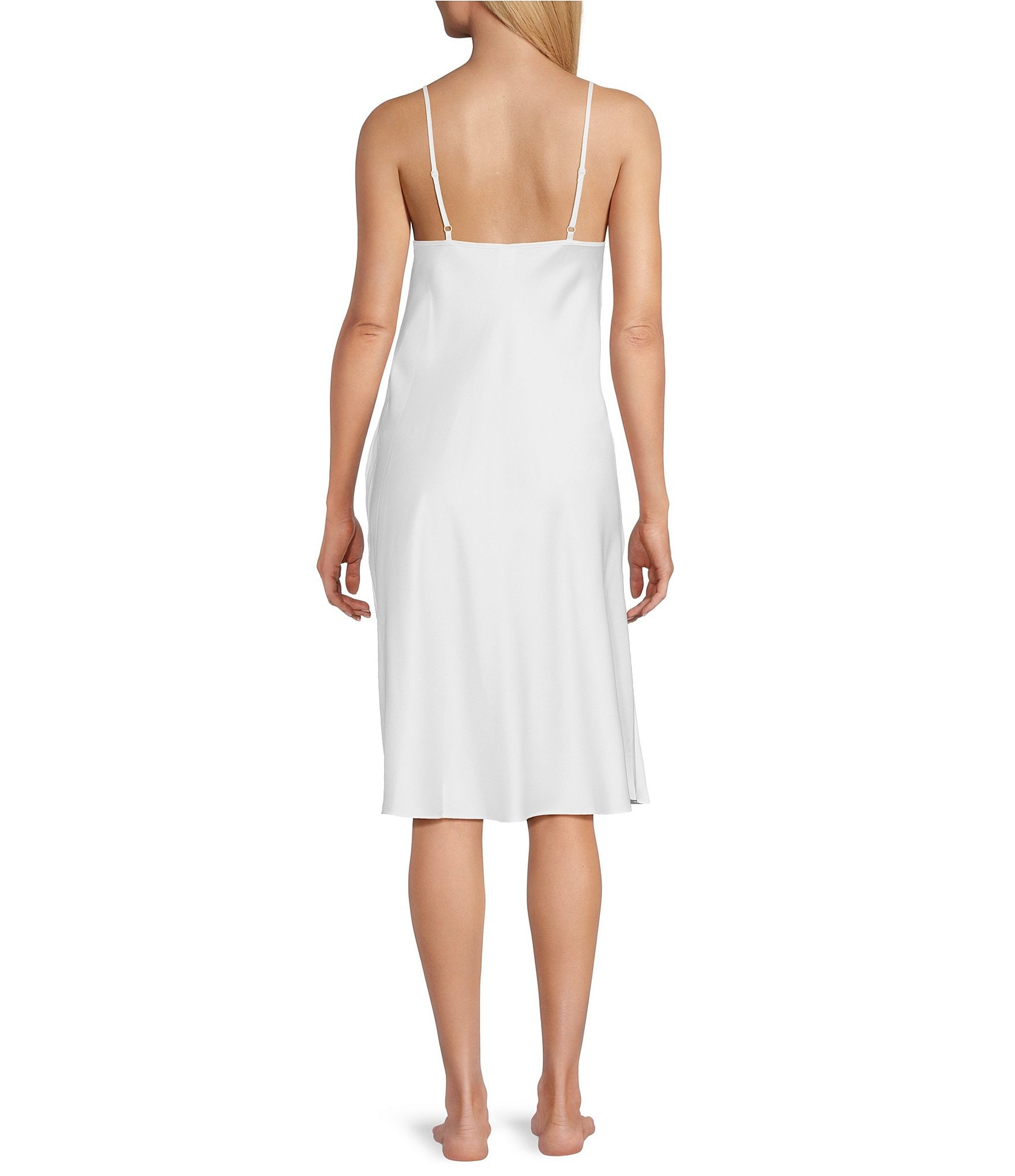 Cabernet Woven Solid Satin Sleeveless V-Neck Pocketed Chemise