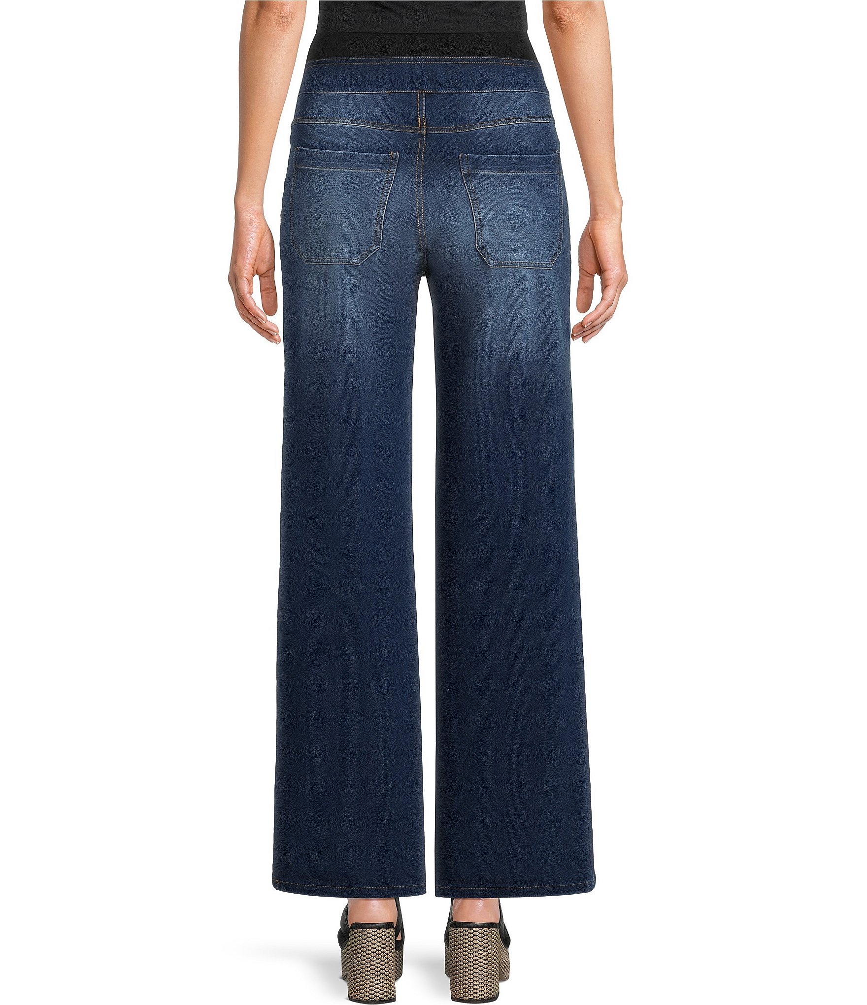 Calessa Demin Wide Leg Pull-On Pants