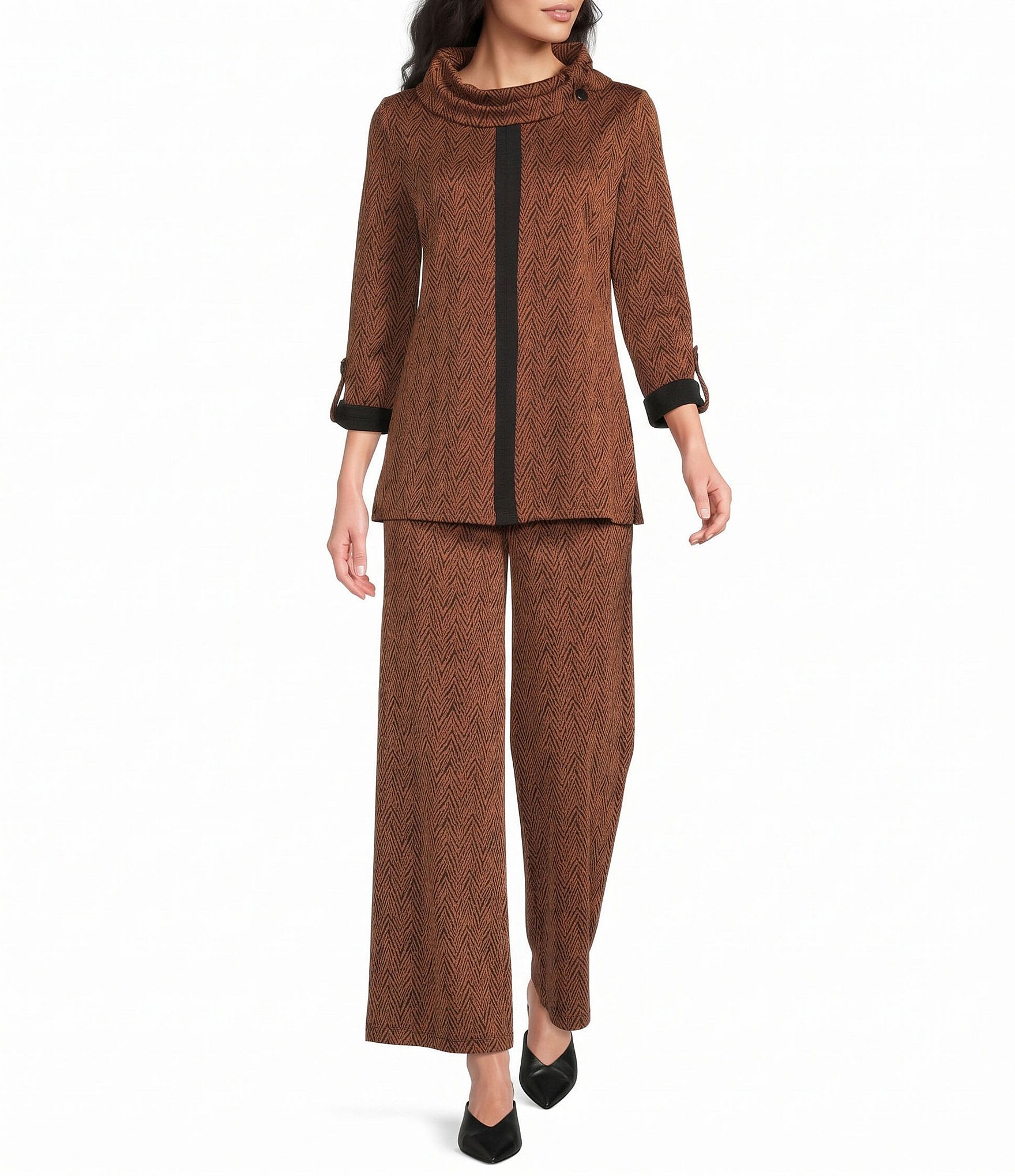 Calessa Jacquard Knit Wide Leg Pull-On Coordinating Pants