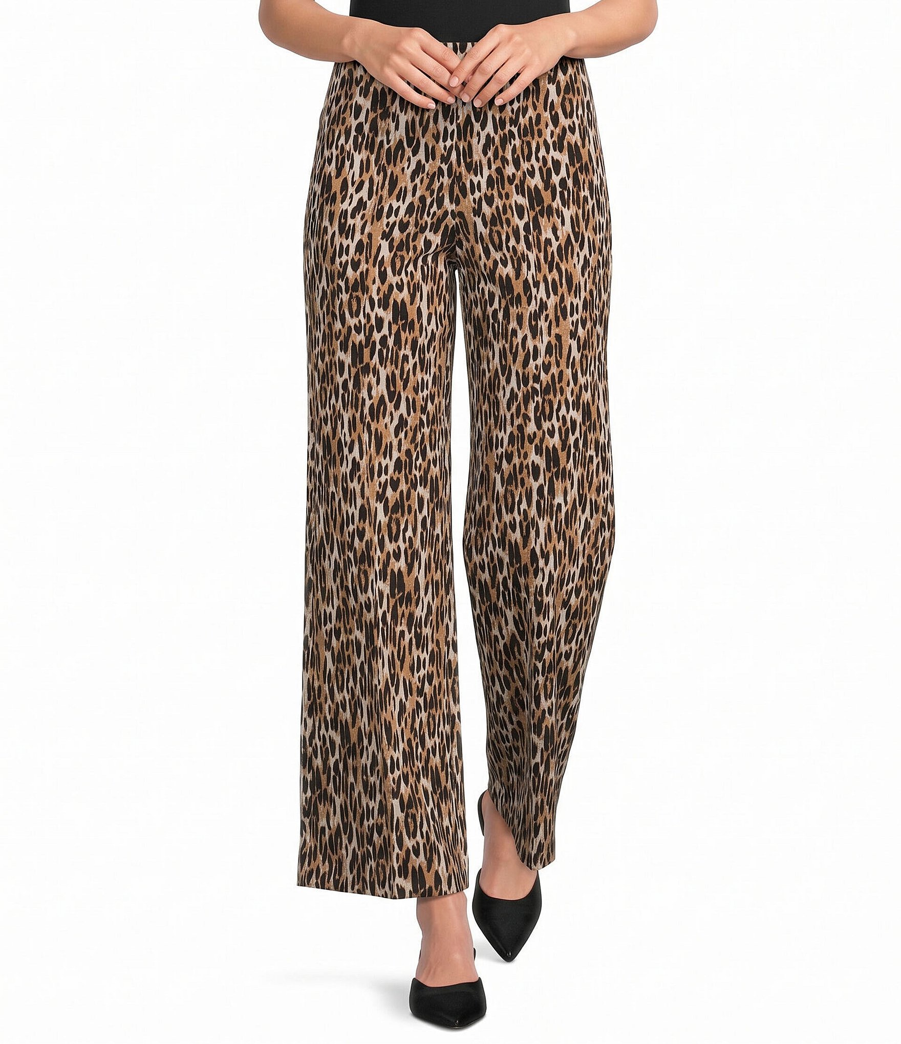 Calessa Knit Animal Print Wide Leg Pull-On Coordinating Pants