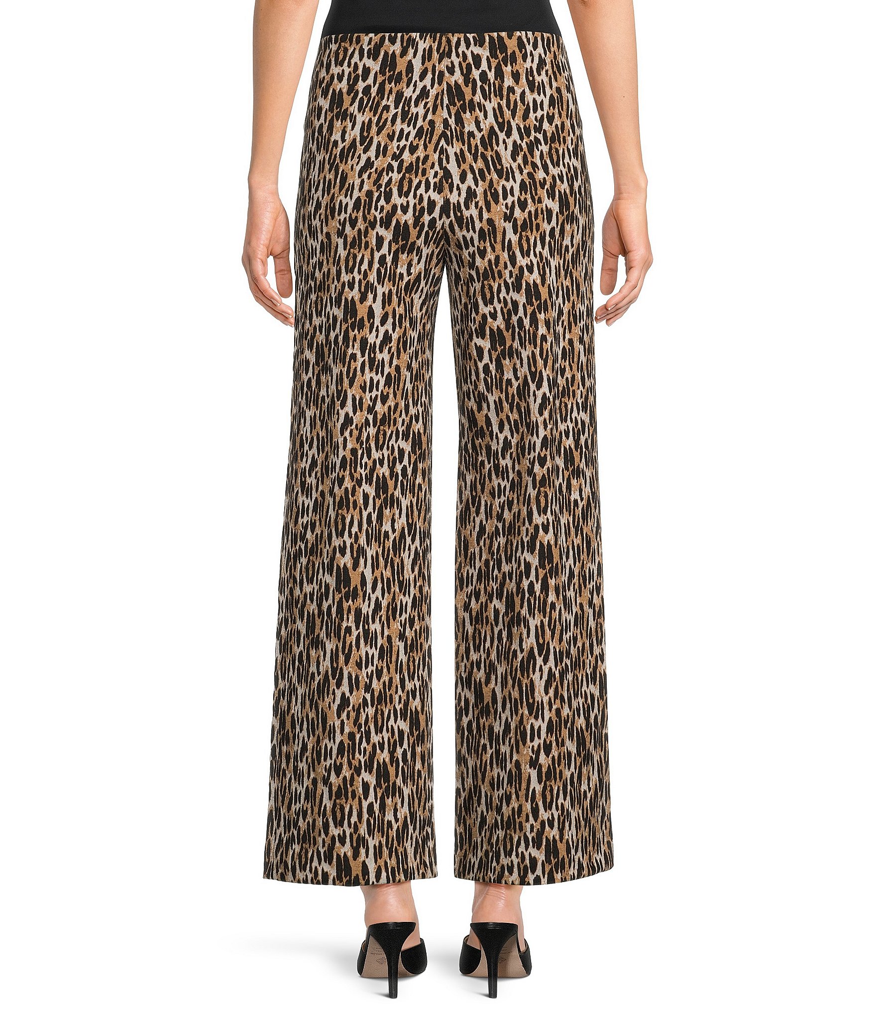 Calessa Knit Animal Print Wide Leg Pull-On Coordinating Pants