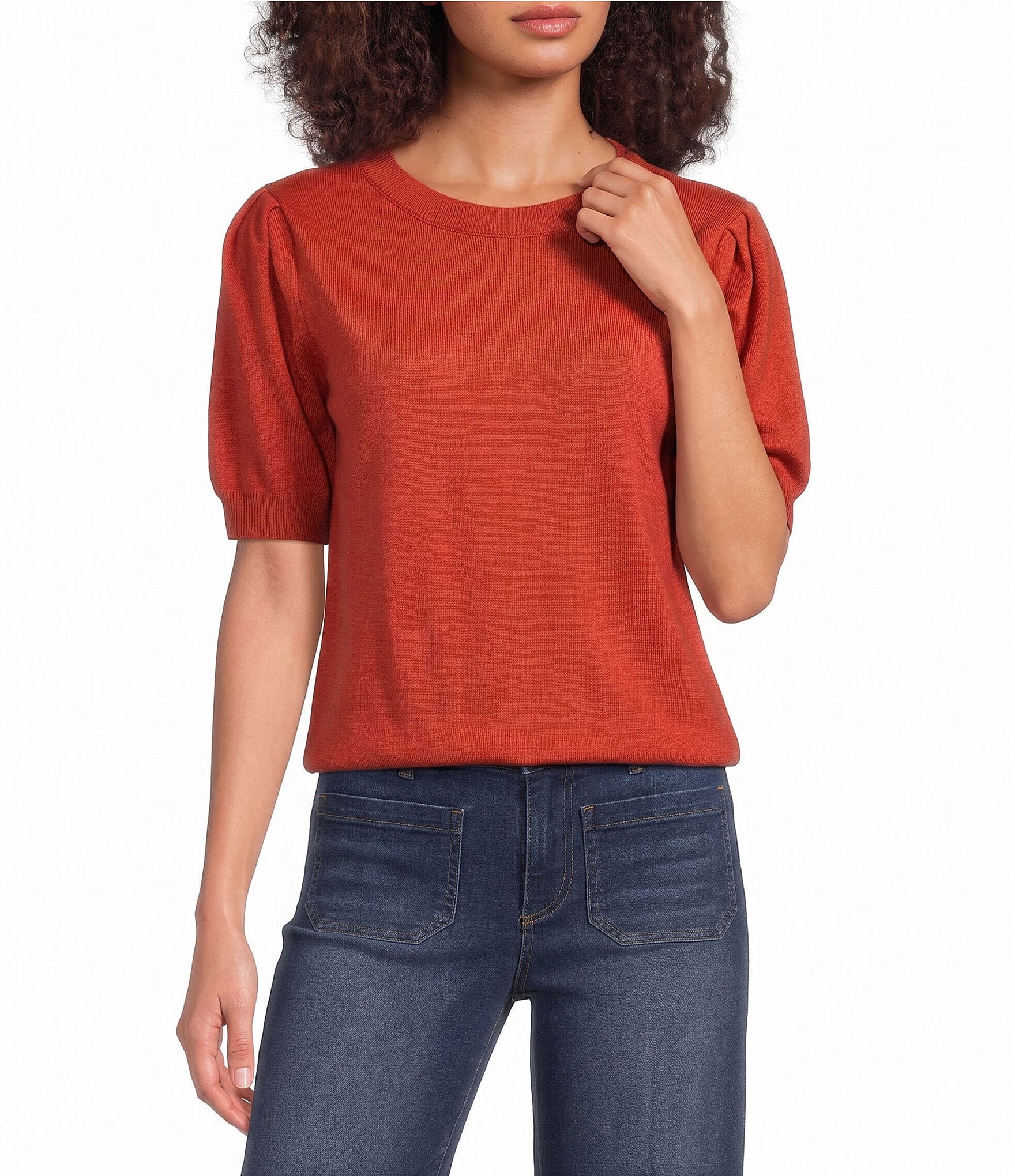Calessa Knit Crew Neck Short Sleeve Top