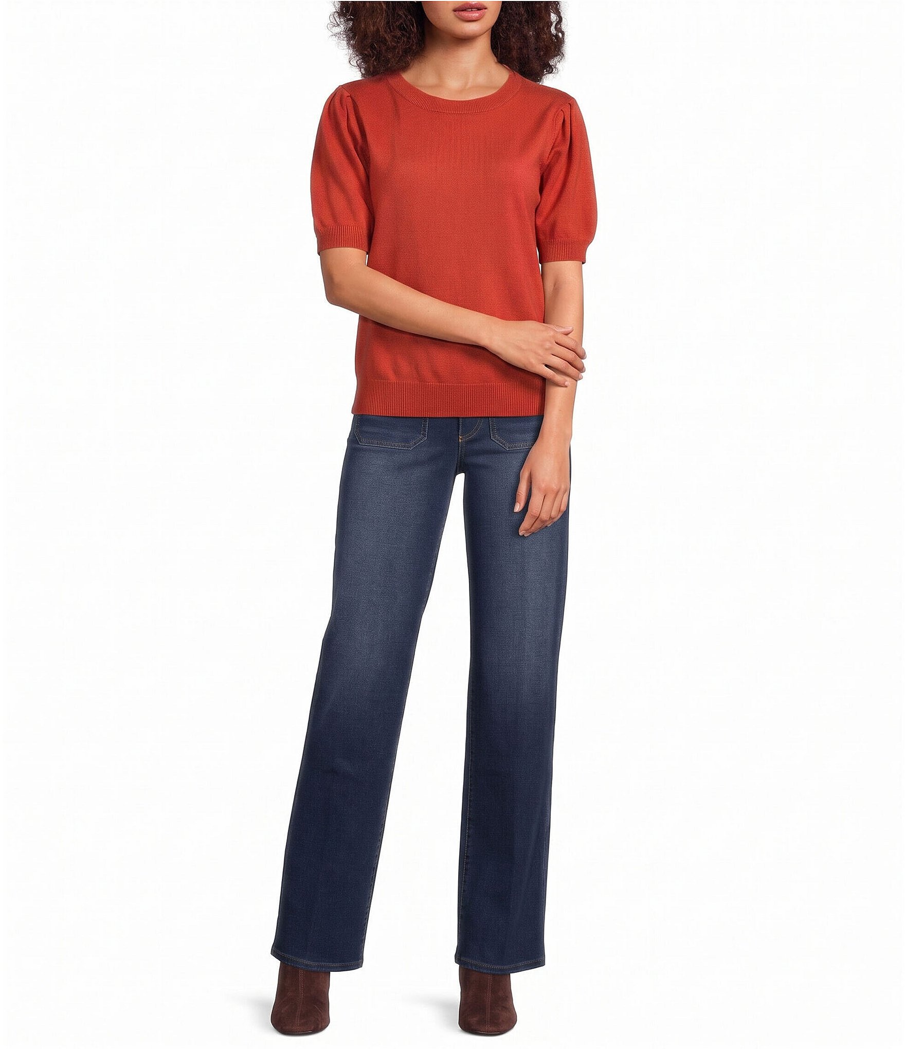 Calessa Knit Crew Neck Short Sleeve Top