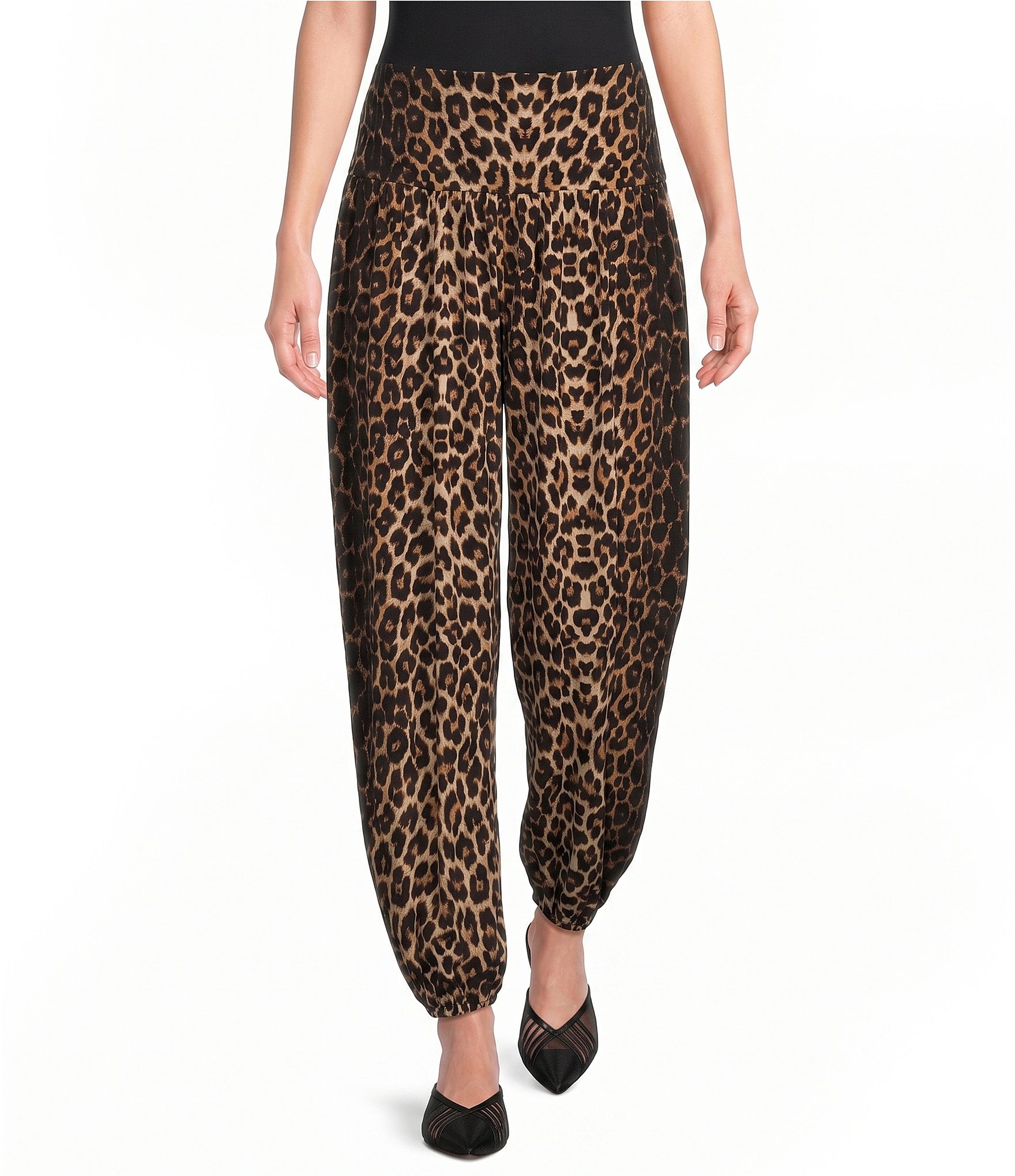 Calessa Knit Leopard Print Coordinating Balloon Ankle Pants