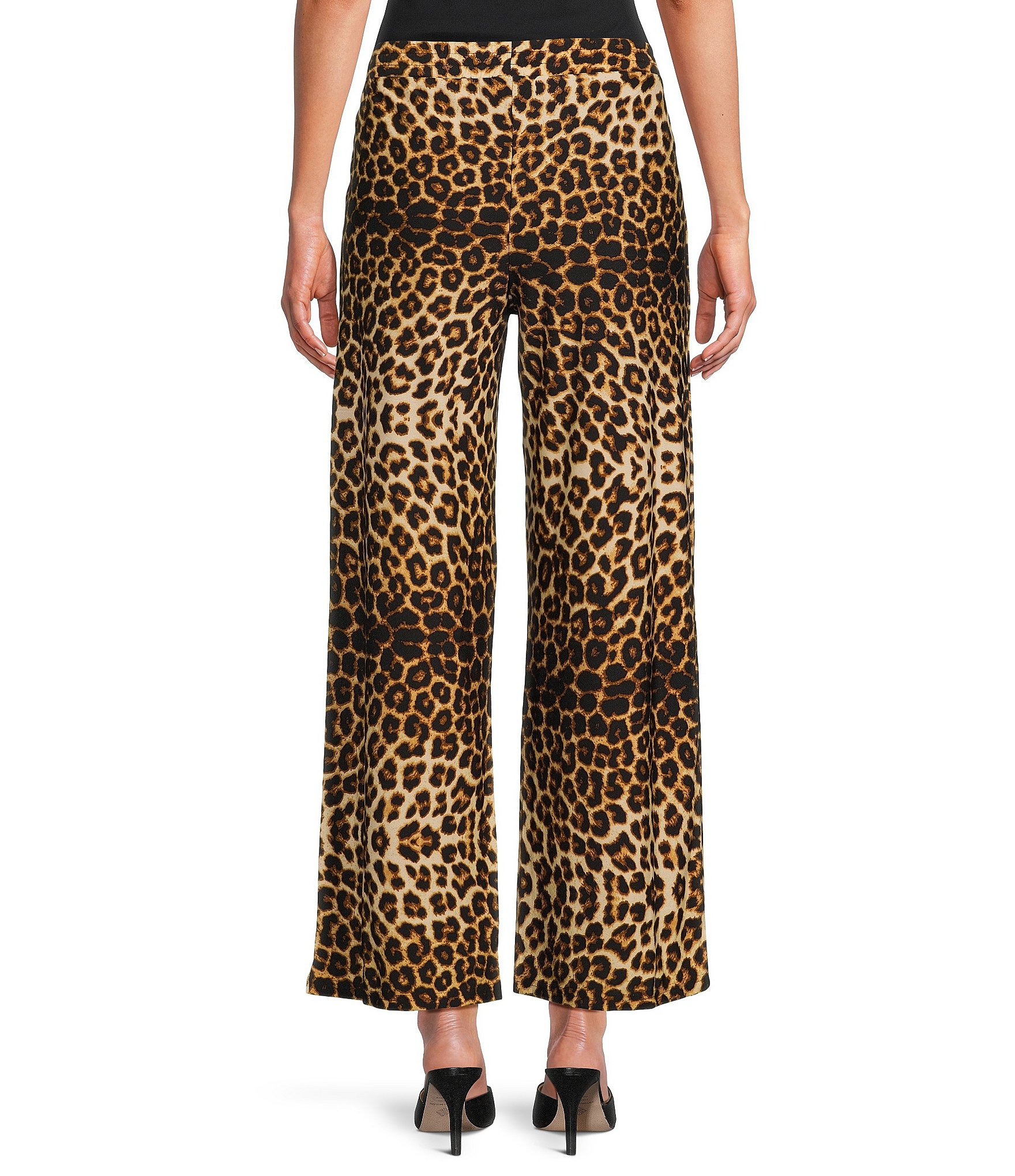 Calessa Knit Leopard Straight Leg Pull-On Pants