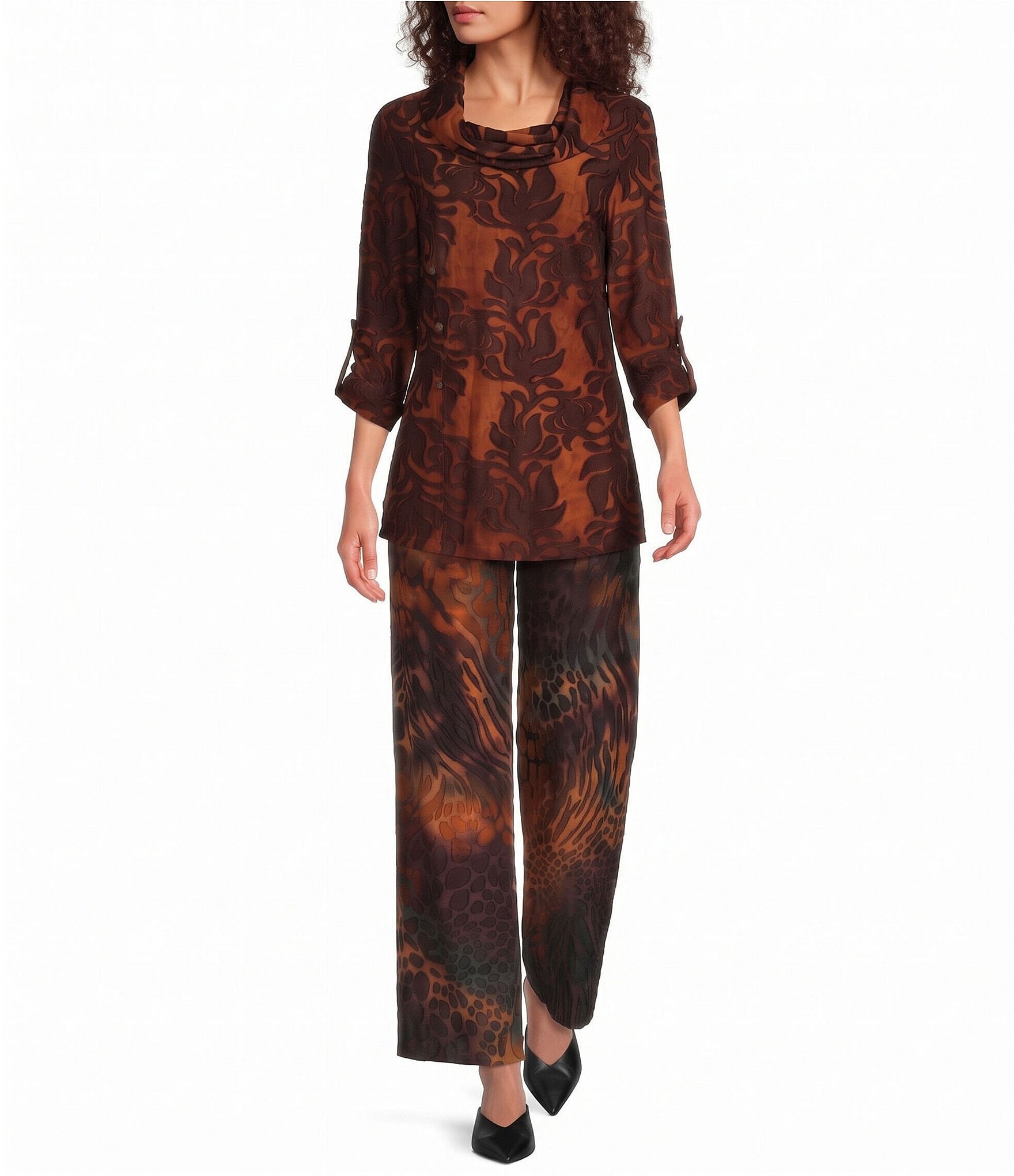 Calessa Knit Printed Straight Leg Pants