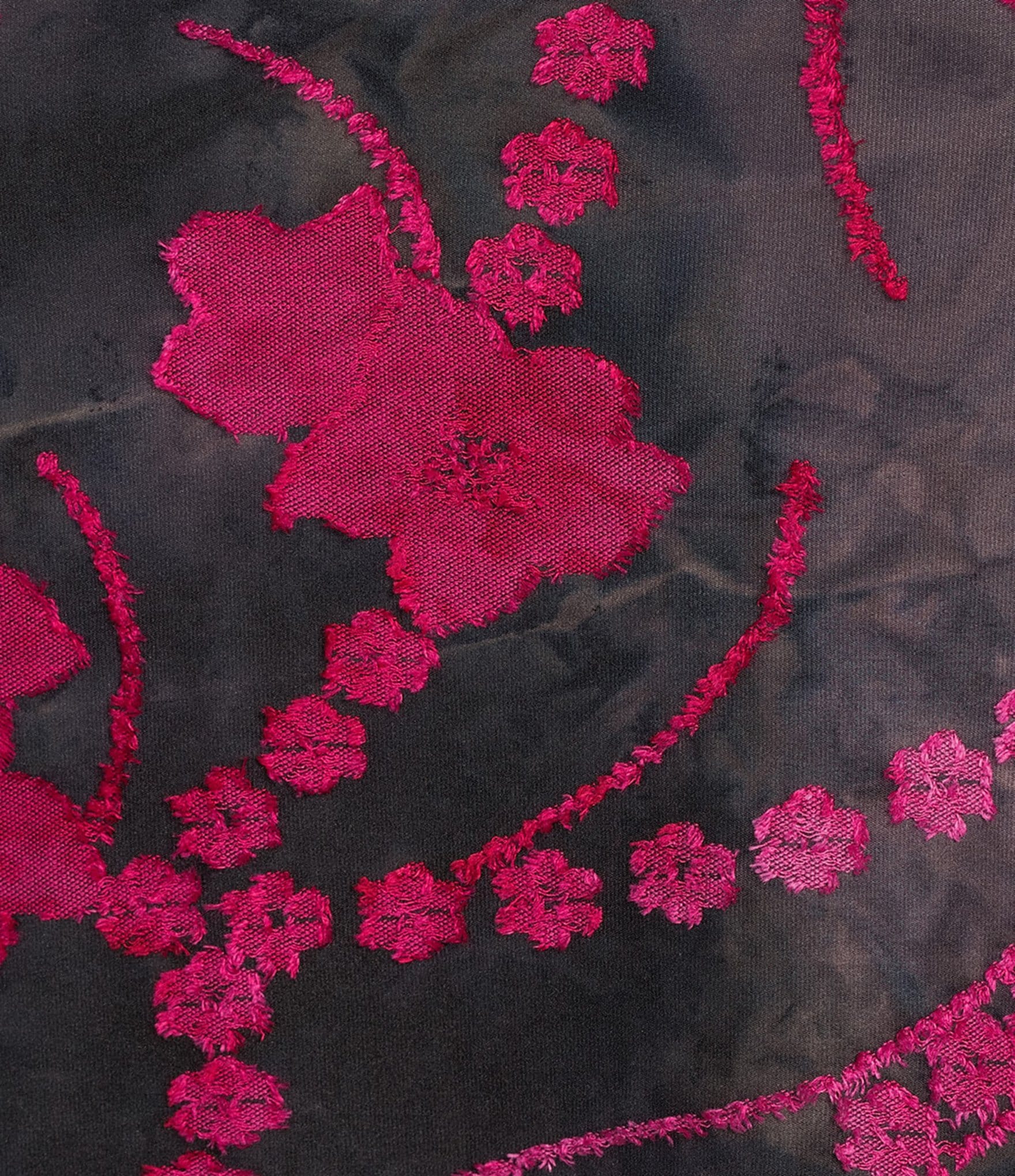 Calessa Plus Size Burnout Tie-Dye Knit Crew Neck 3/4 Sleeve Asymmetric Dipped Hem Top