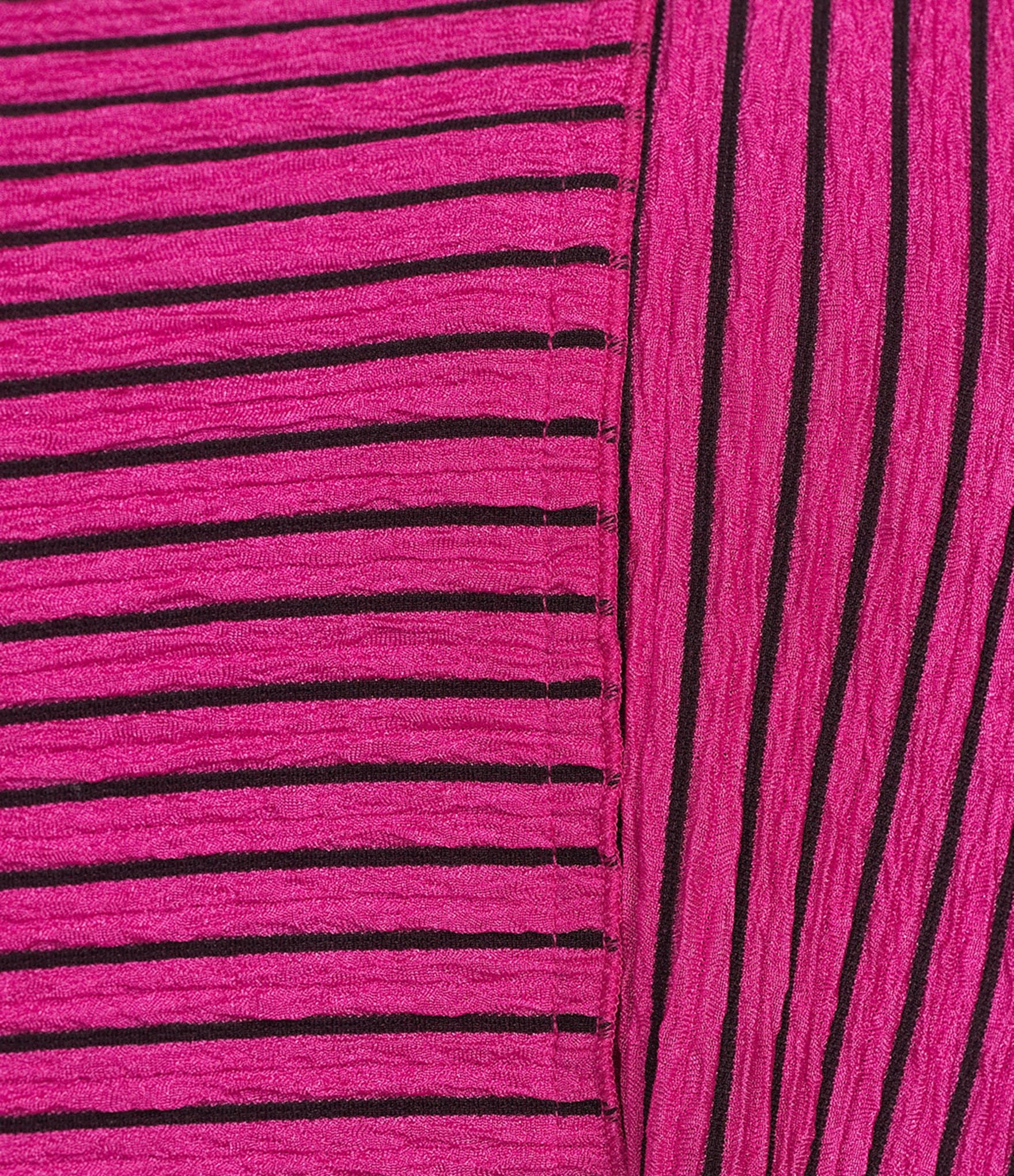 Calessa Plus Size Textured Knit Stripe Round Neck Short Sleeve Asymmetric Tunic