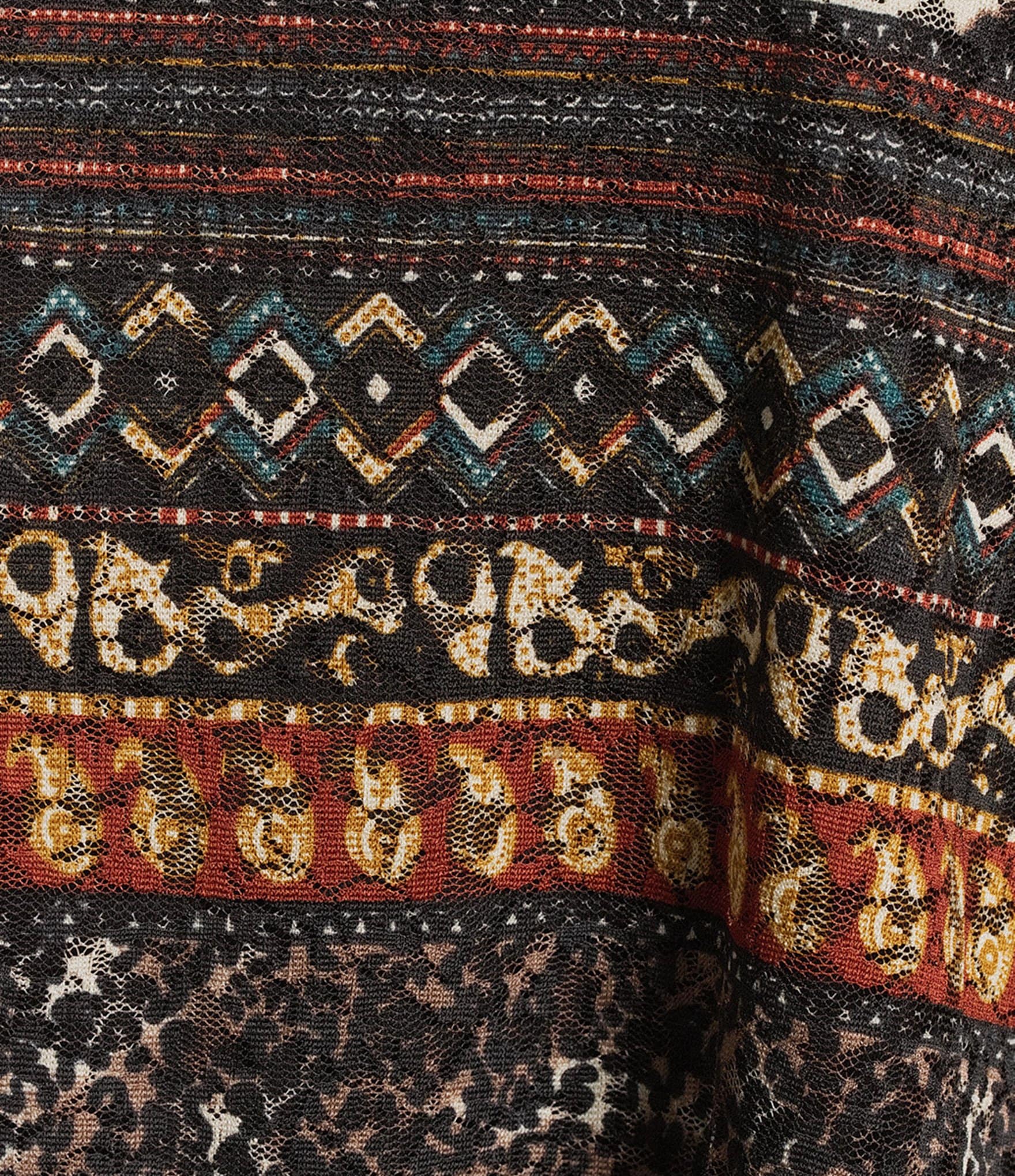 Calessa Plus Size Double Layered Mesh Animal Print Hi-low Scoop Neck Wrist Length Sleeve Tunic