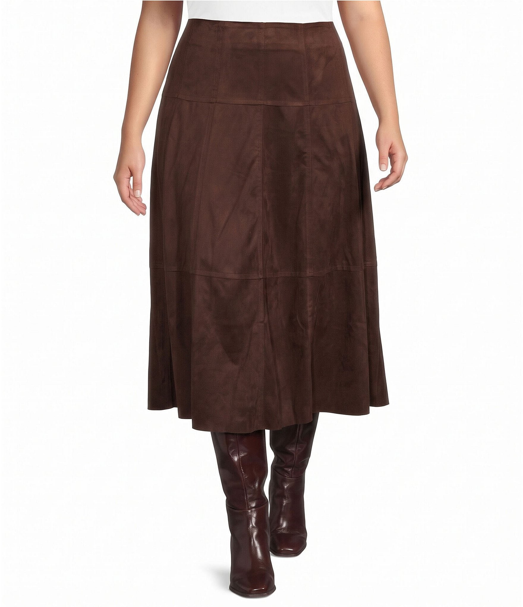 Calessa Plus Size Knit A-Line Midi Skirt