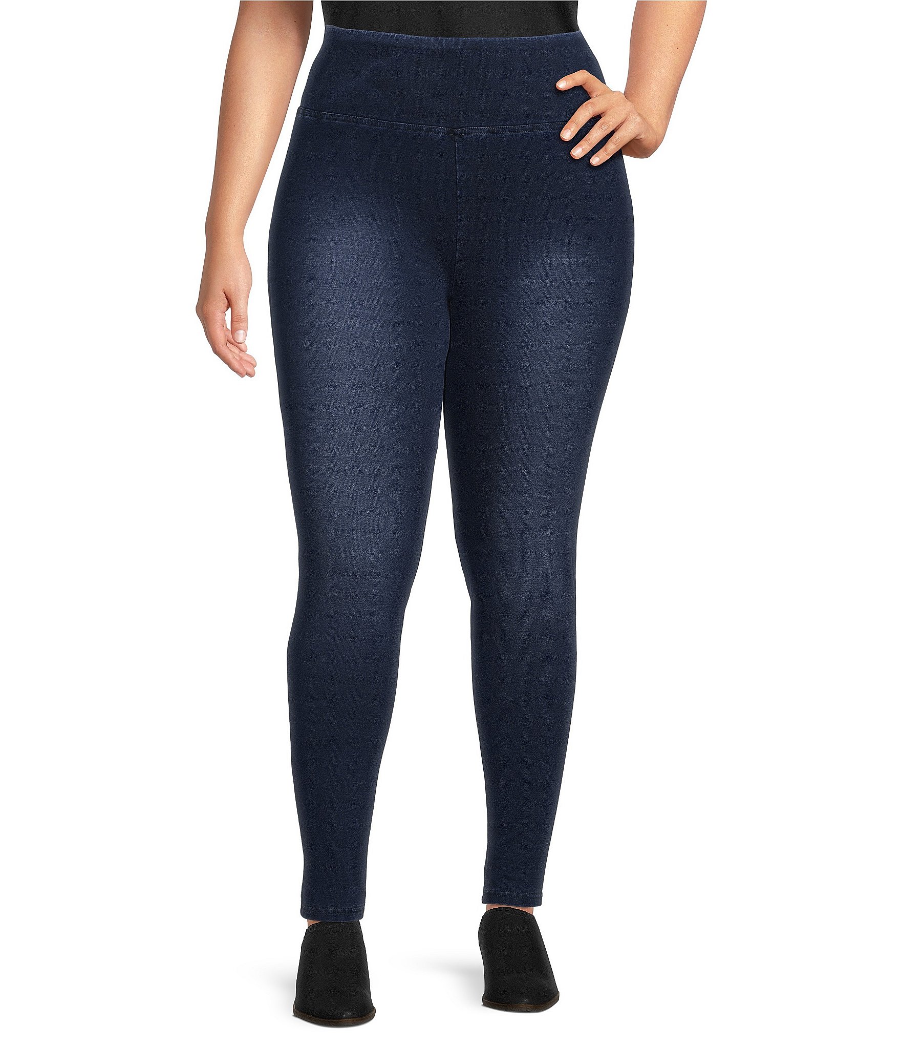 Calessa Plus Size Ponte Delux Denim Knit Leggings Dillard s