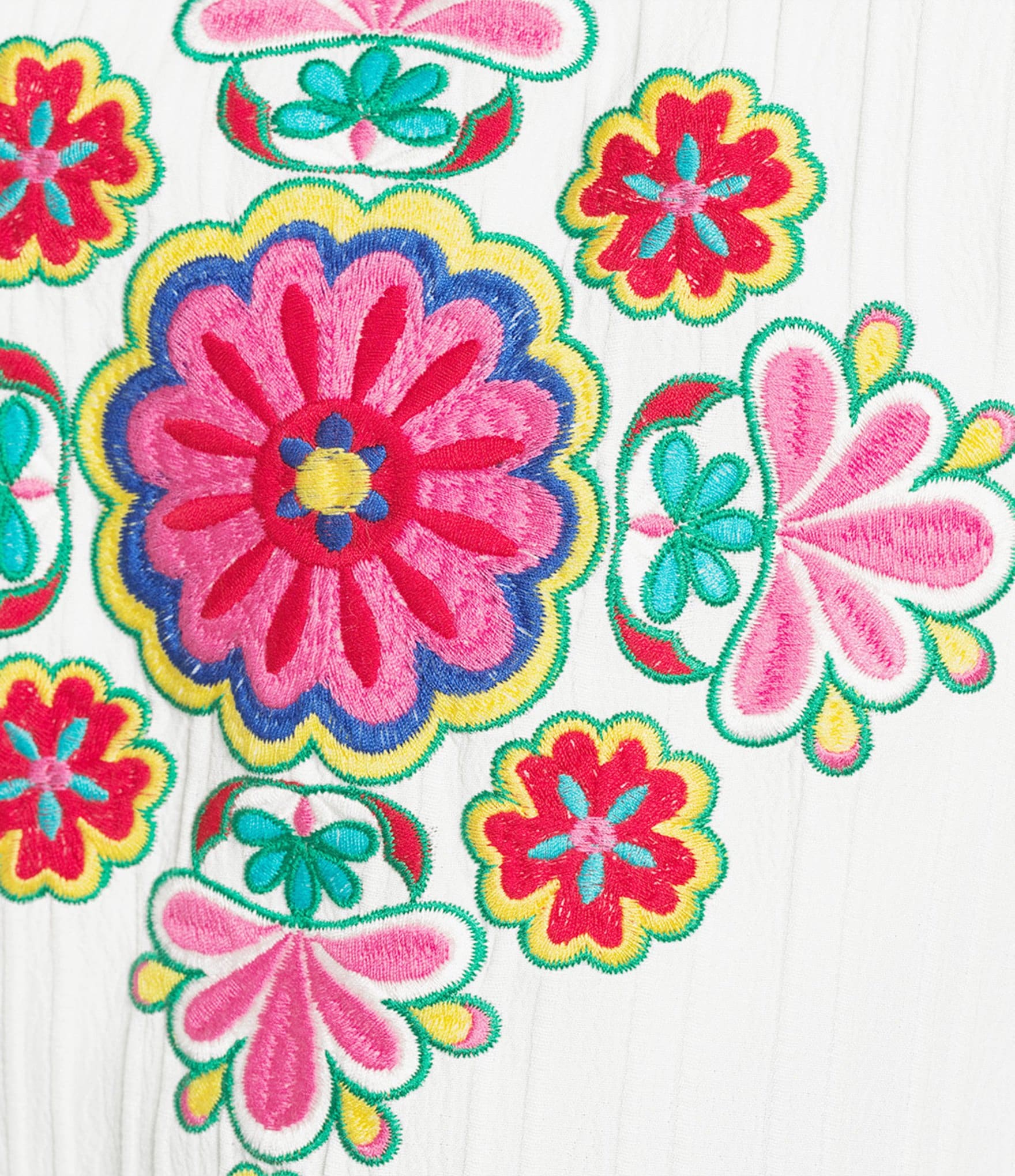 Calessa Plus Size Woven Embroidered Patchwork Print Round Split V-Neck Long Sleeve Tunic