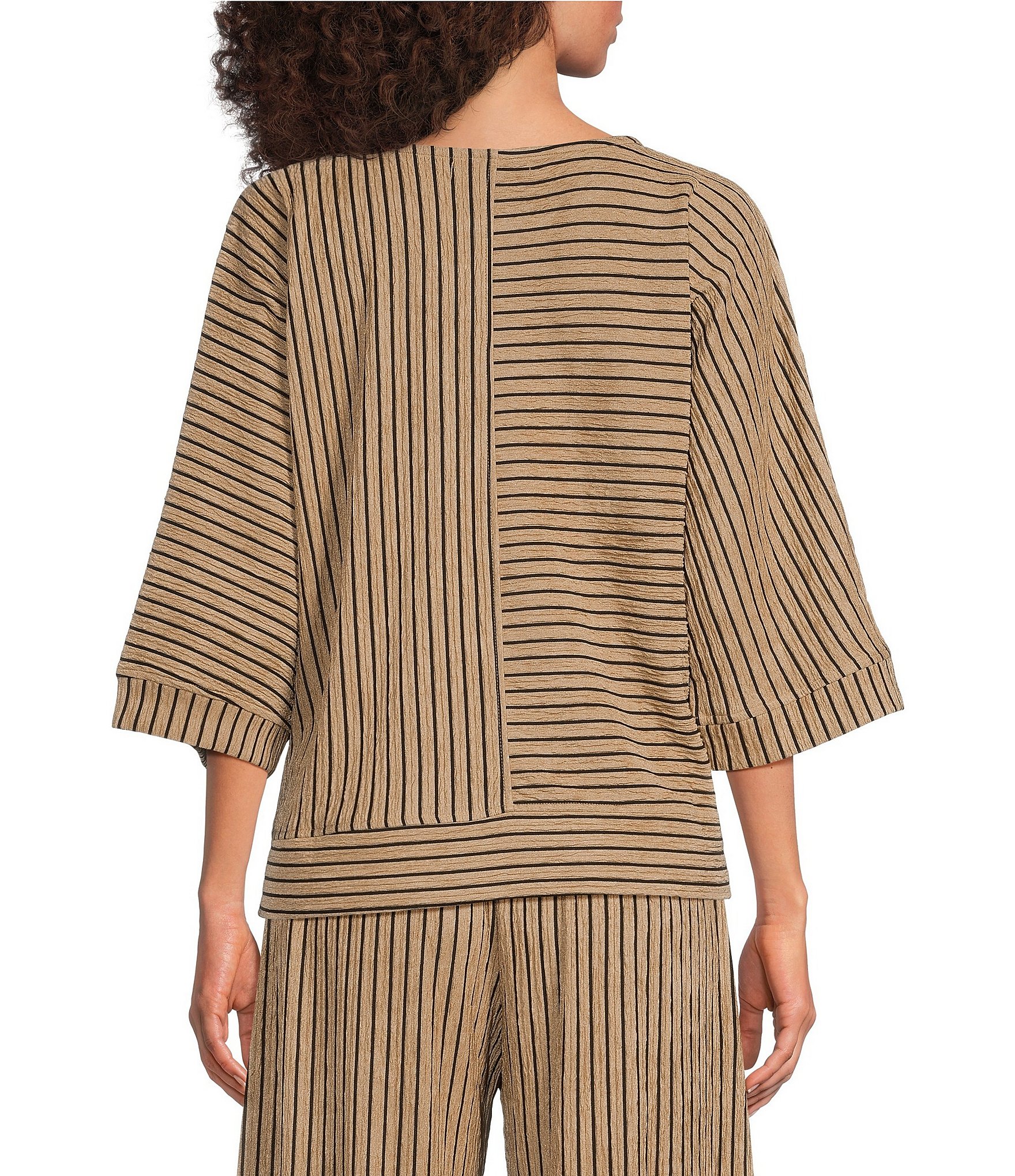 Calessa Textured Knit Round Neck 3/4 Sleeve Coordinating Tunic