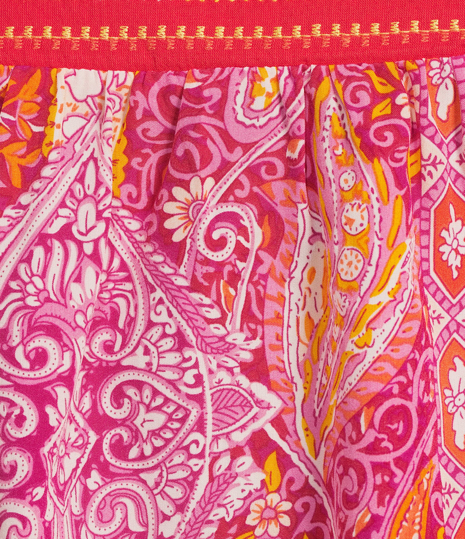 Calessa Woven Patchwork Square Neck Short Sleeve Embroidered Tunic