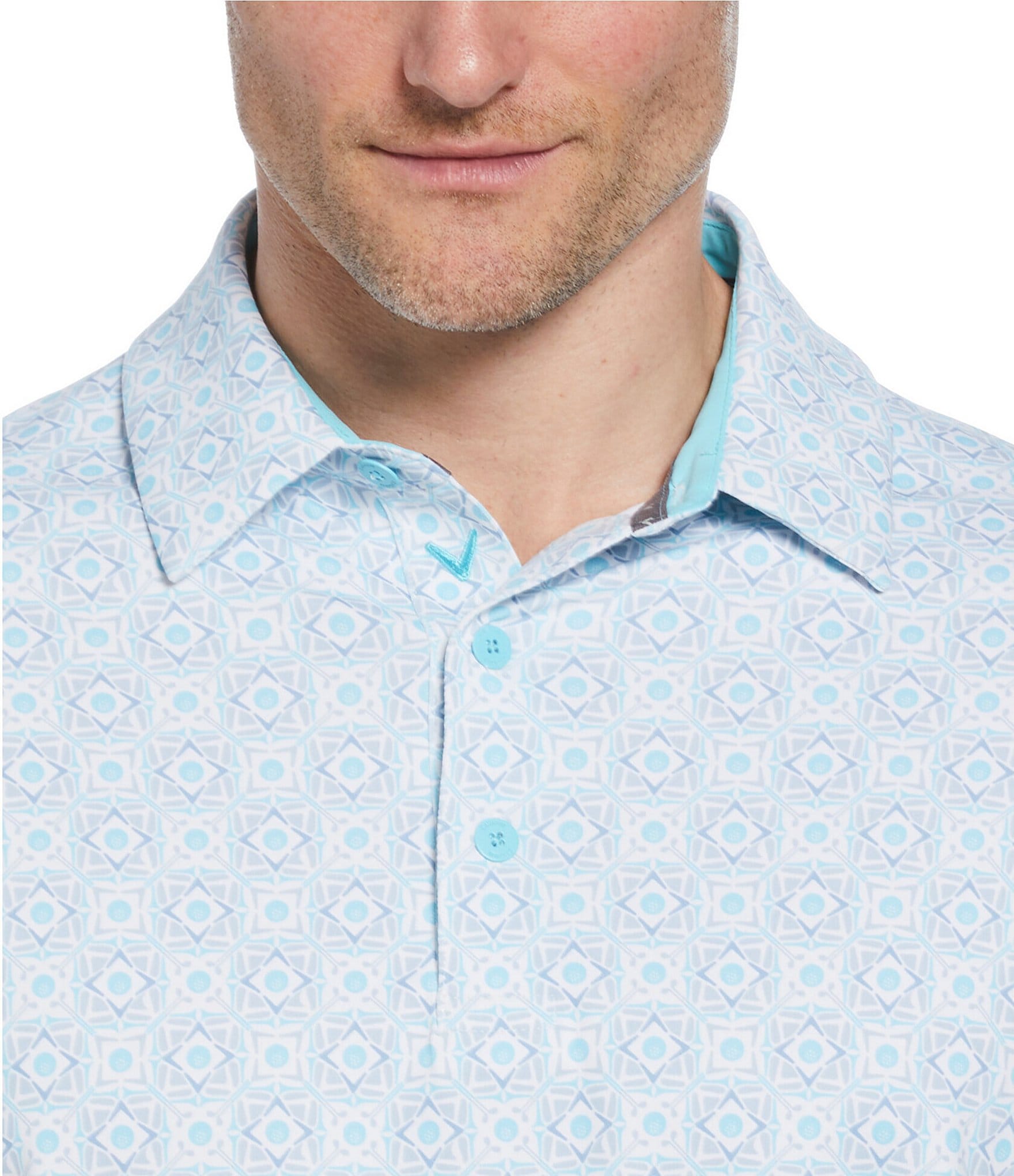 Callaway Big & Tall Foulard Print Performance Stretch Short Sleeve Polo Shirt