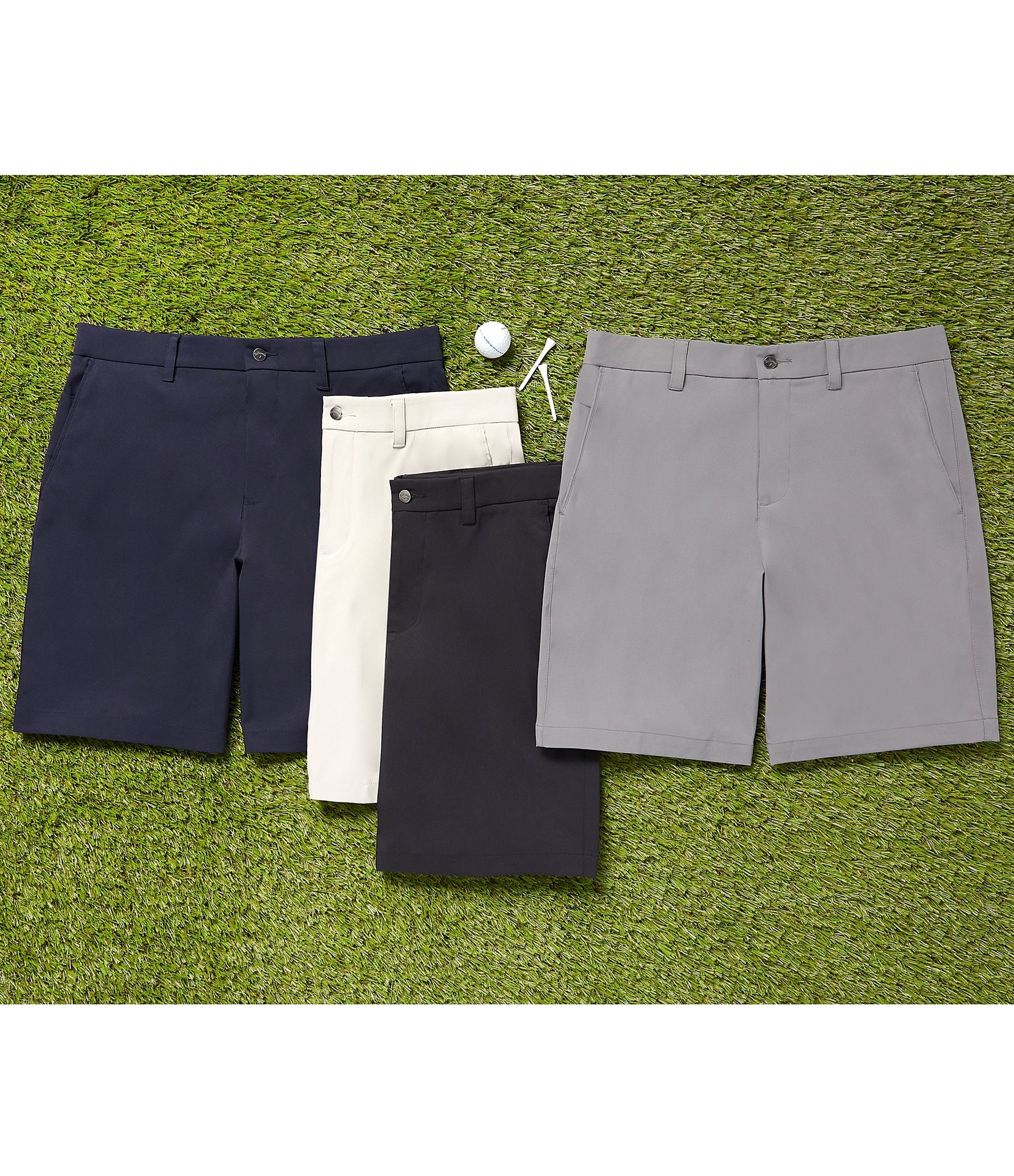 Callaway Classic Fit Flat Front Opti-Stretch Active Waistband Solid 9#double; Inseam Shorts