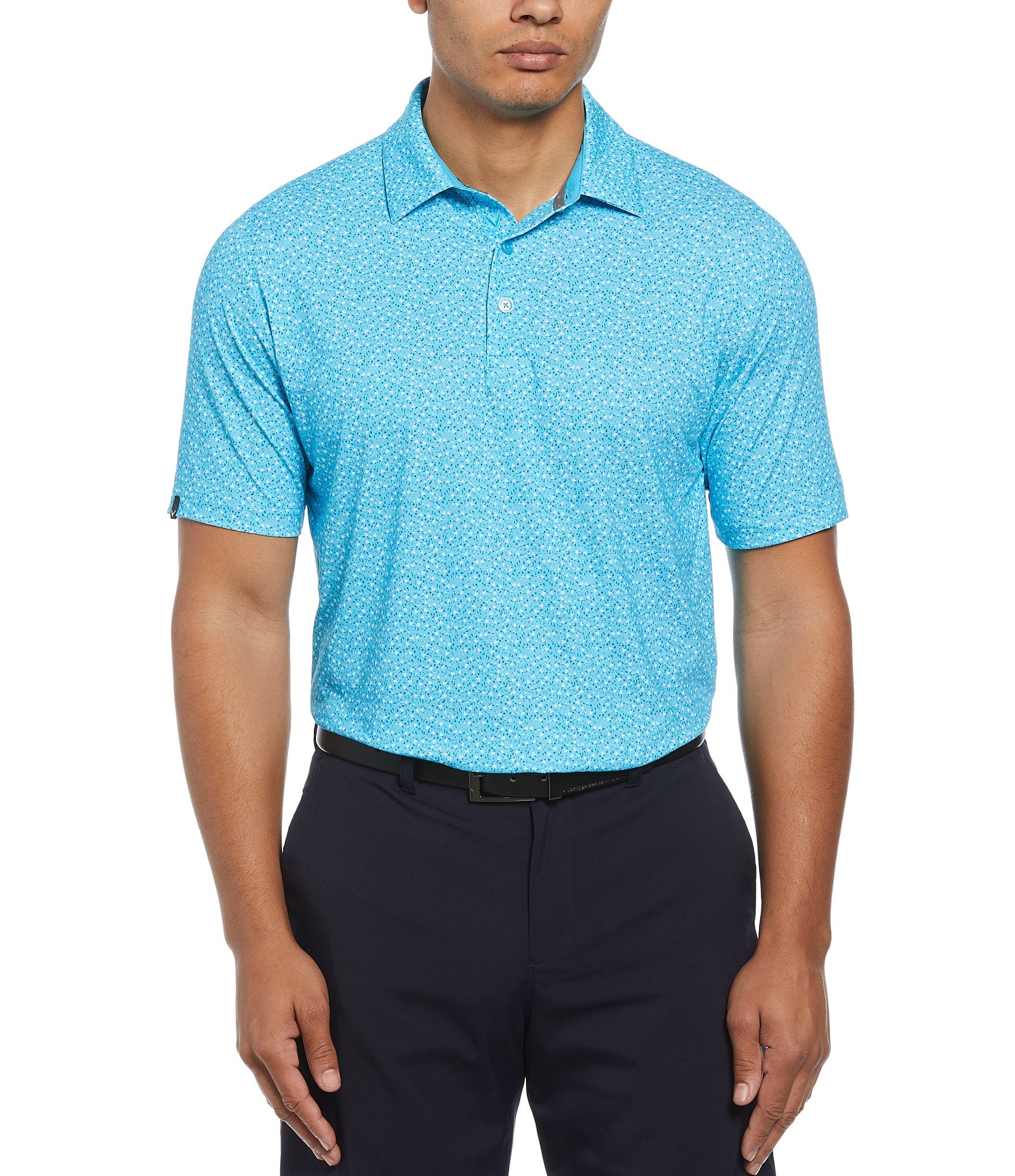 Callaway Micro Floral Print Short Sleeve Golf Polo Shirt